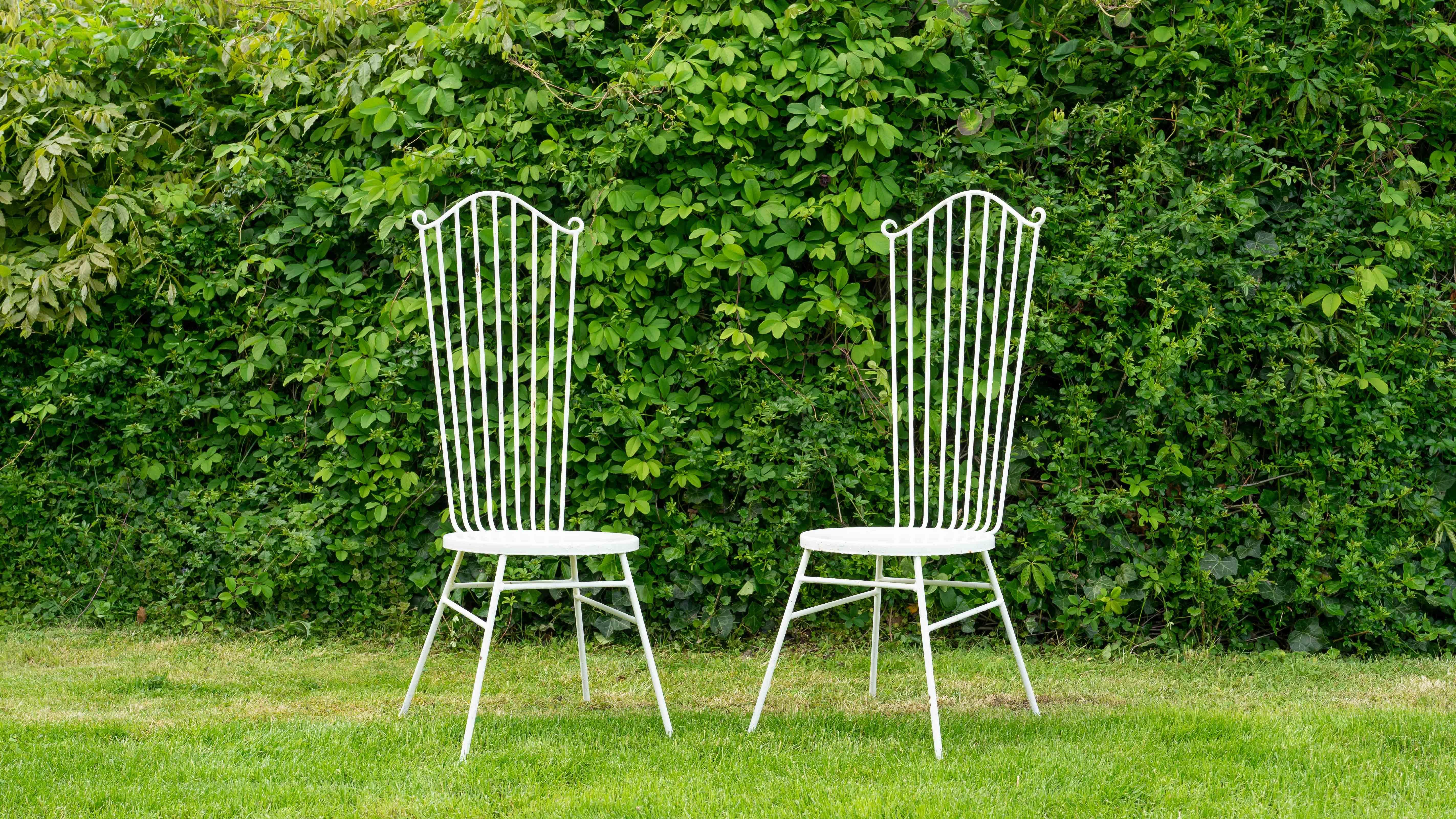 European Midcentury Vintage Iron Garden Chairs, 1950s For Sale