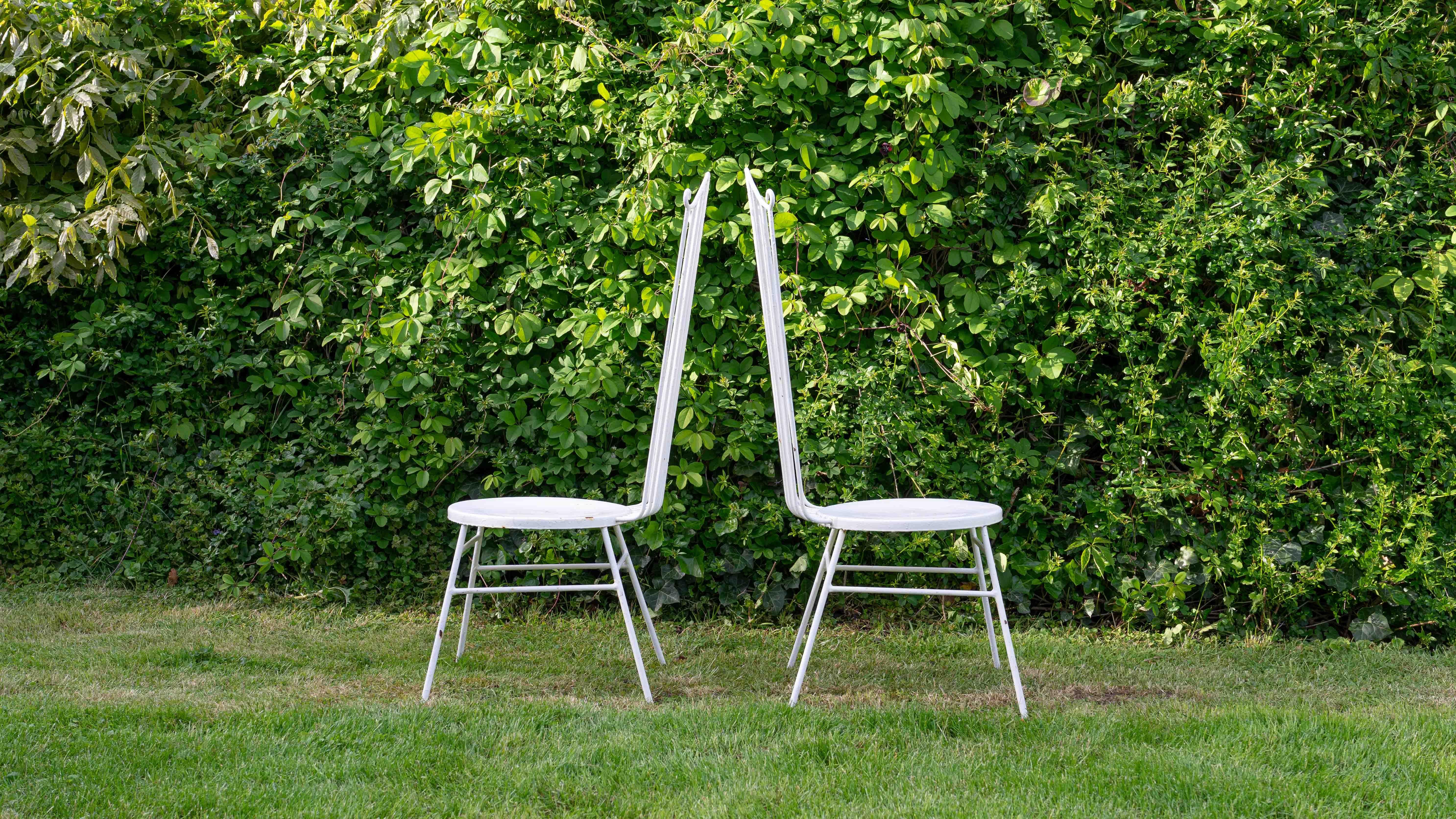 Midcentury Vintage Iron Garden Chairs, 1950s For Sale 1