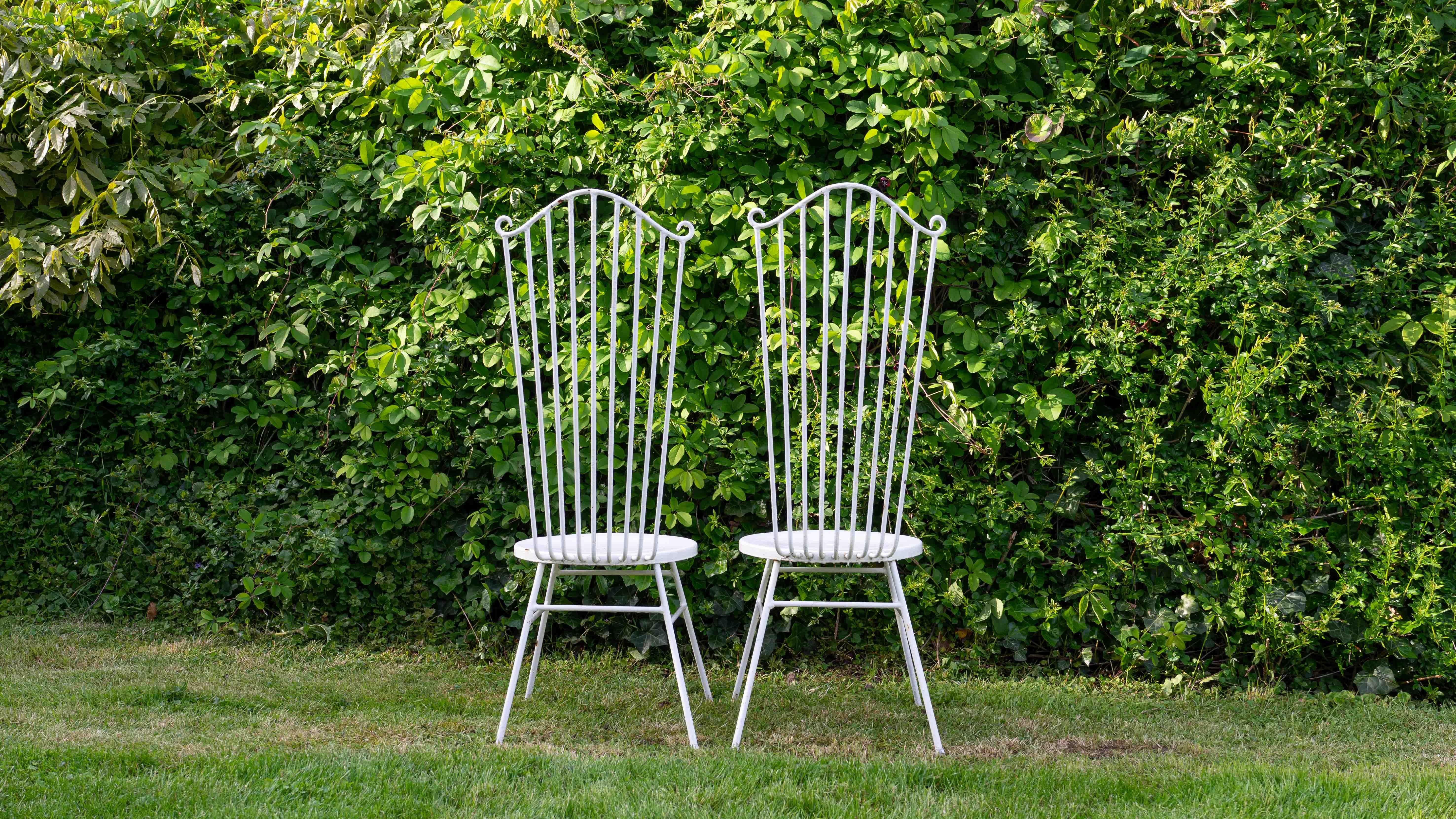 Midcentury Vintage Iron Garden Chairs, 1950s For Sale 2
