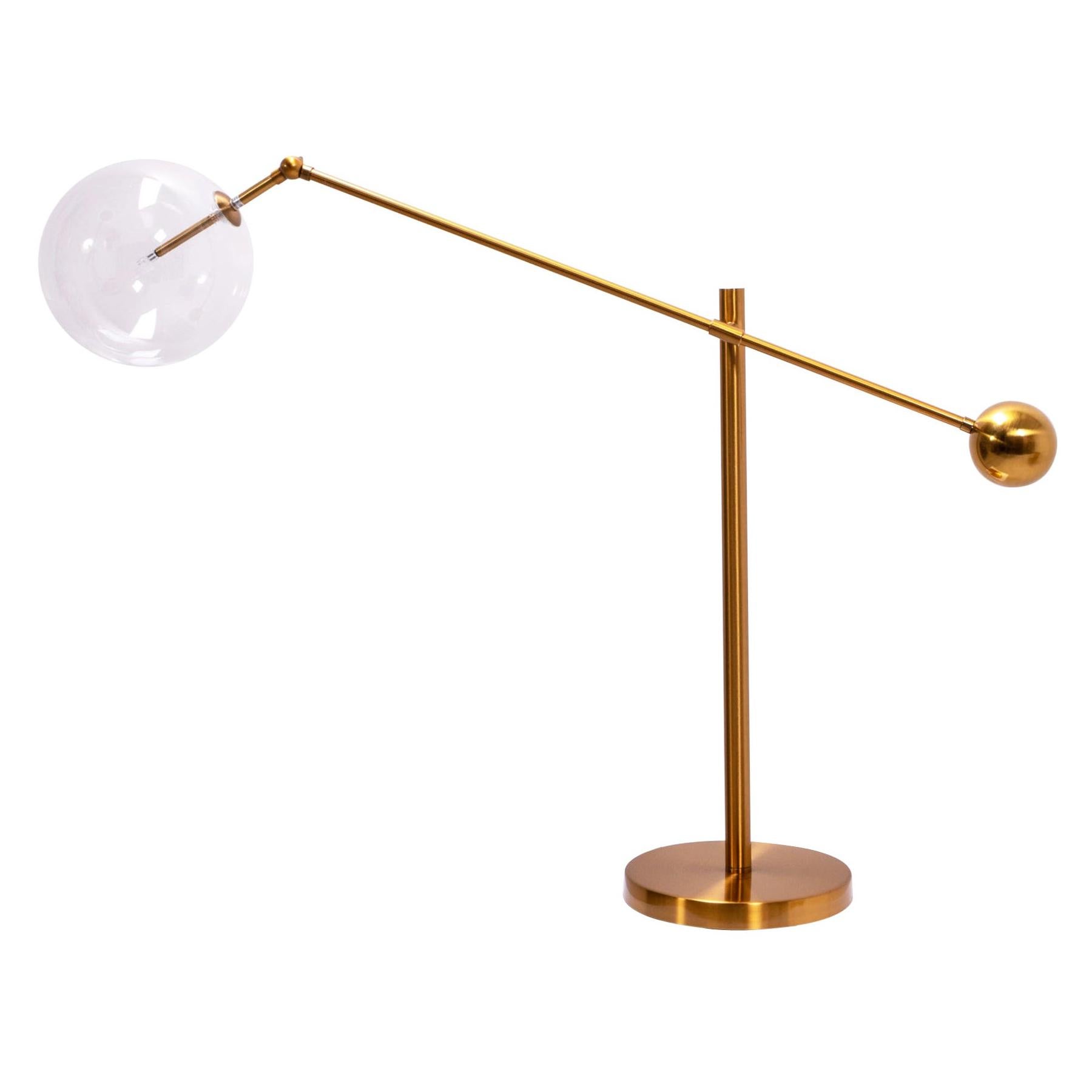 Midcentury Italian Style Brass Globe Table Lamp