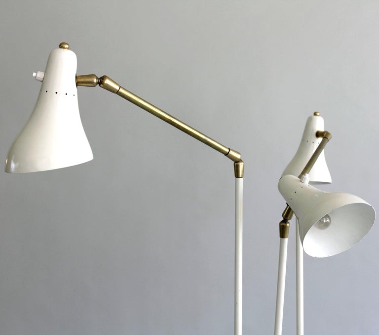 Mid-Century Vintage Italian White and Brass Multi ...