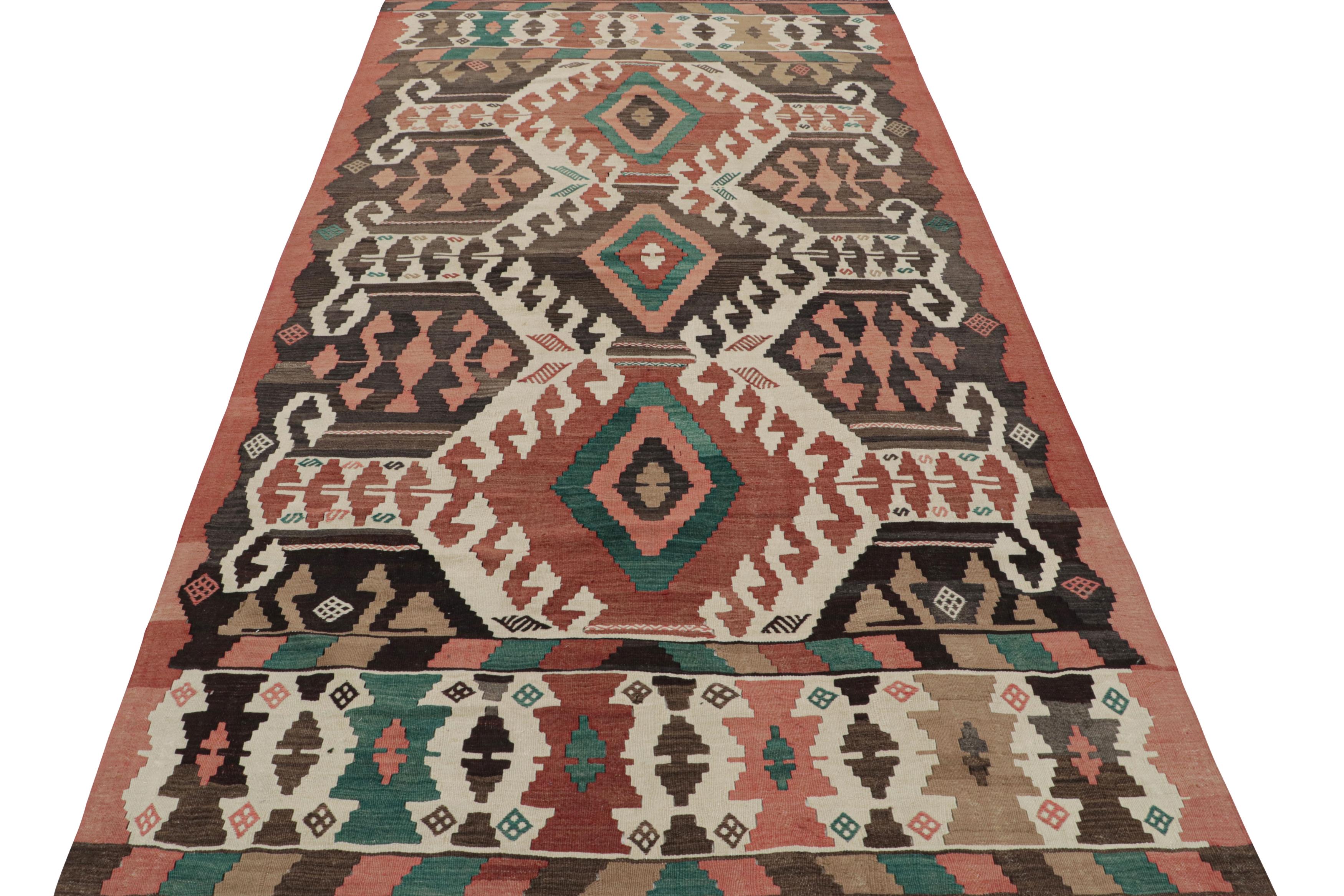 Midcentury Vintage Kilim Rug in Beige Tribal Geometric Pattern by Rug & Kilim In Good Condition For Sale In Long Island City, NY