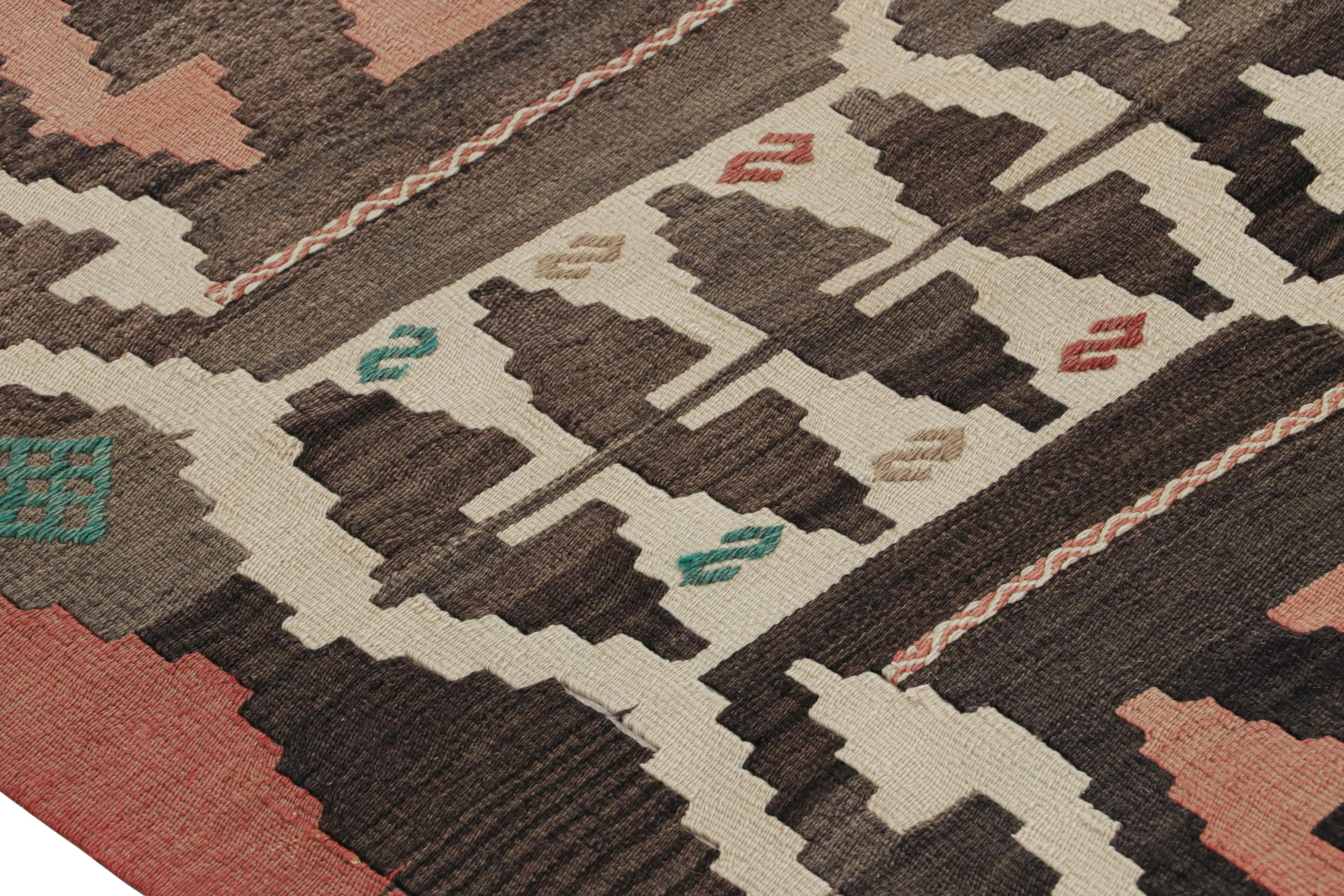 Mid-20th Century Midcentury Vintage Kilim Rug in Beige Tribal Geometric Pattern by Rug & Kilim For Sale