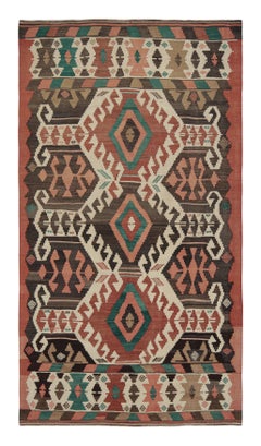 Midcentury Vintage Kilim Rug in Beige Tribal Geometric Pattern by Rug & Kilim