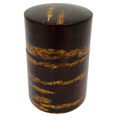 Midcentury Vintage Lacquer Wood Cylinder Tea Canister Japan