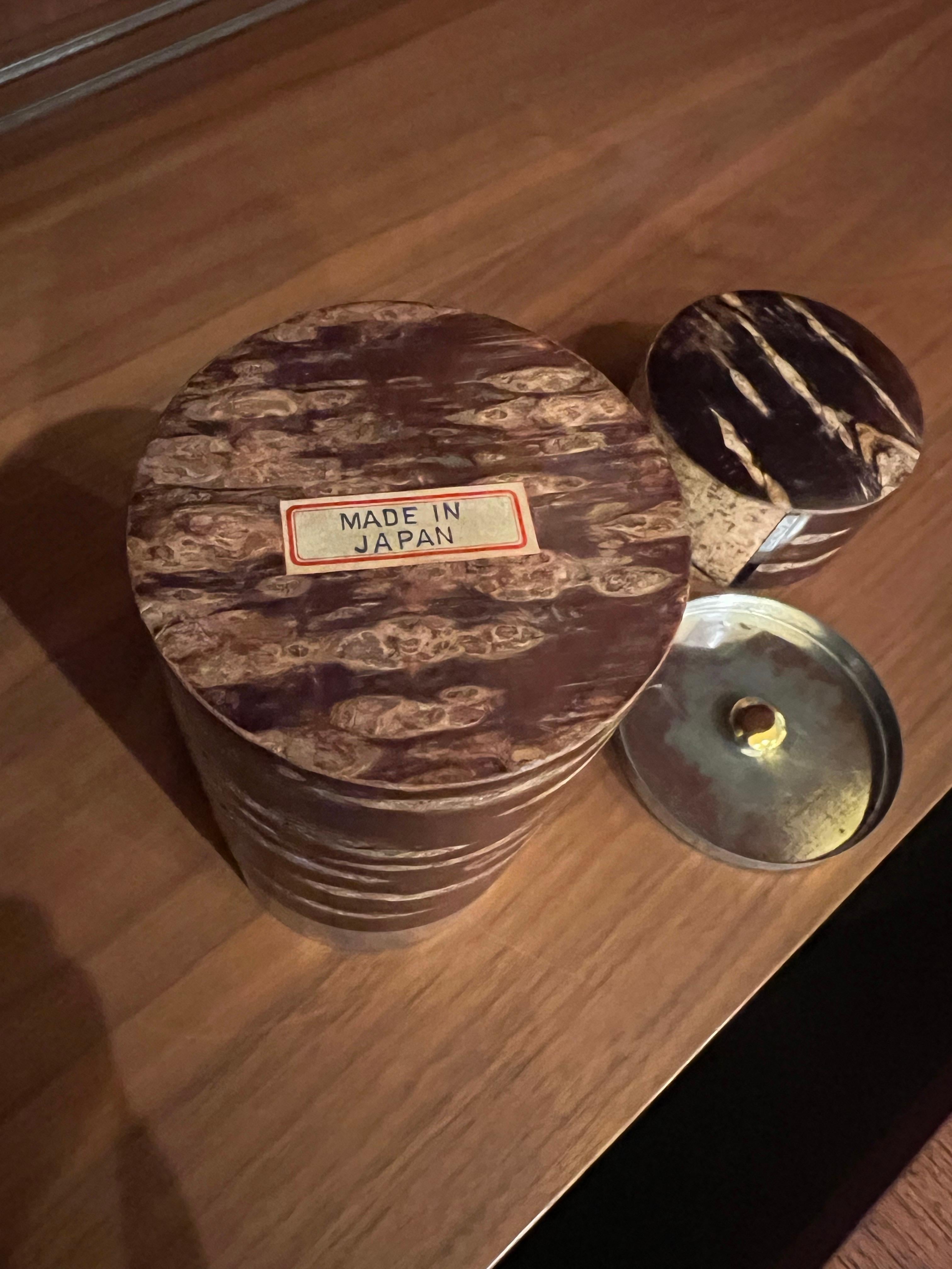 Giapponese Barattolo da tè in metallo con cilindro in legno laccato di metà secolo, Giappone in vendita