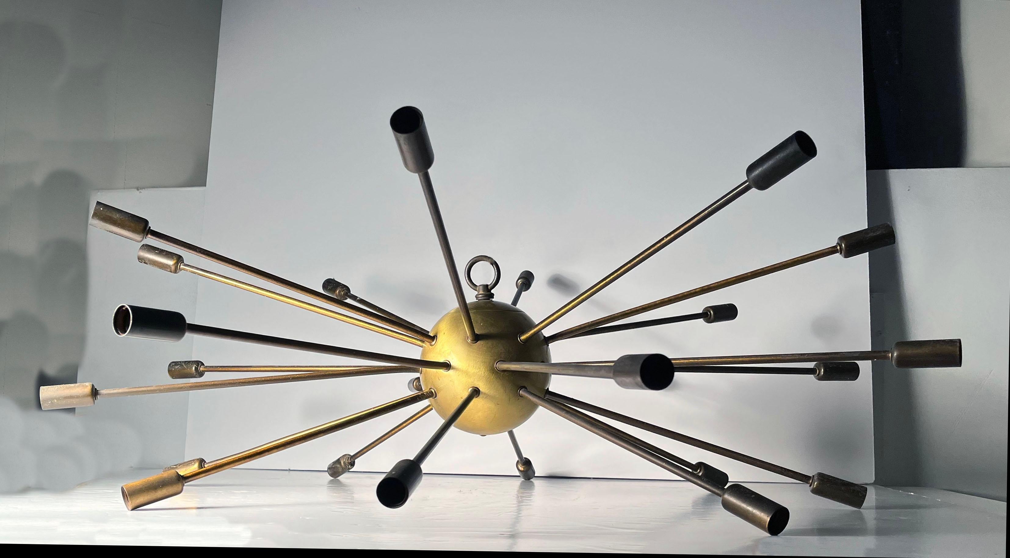 Mid-Century Modern Midcentury Vintage Large Original Extreme Sputnik Chandelier For Sale