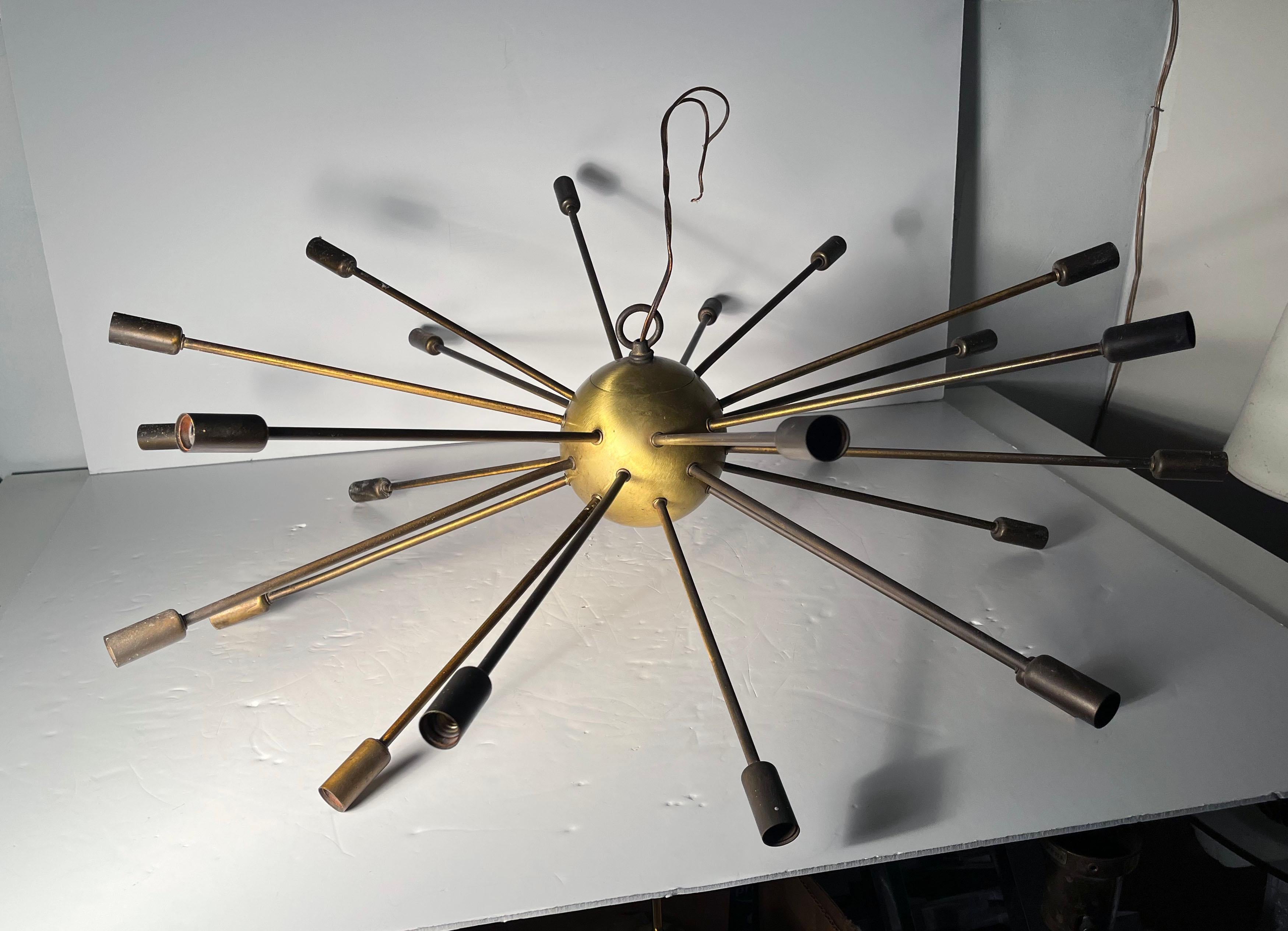 Italian Midcentury Vintage Large Original Extreme Sputnik Chandelier For Sale