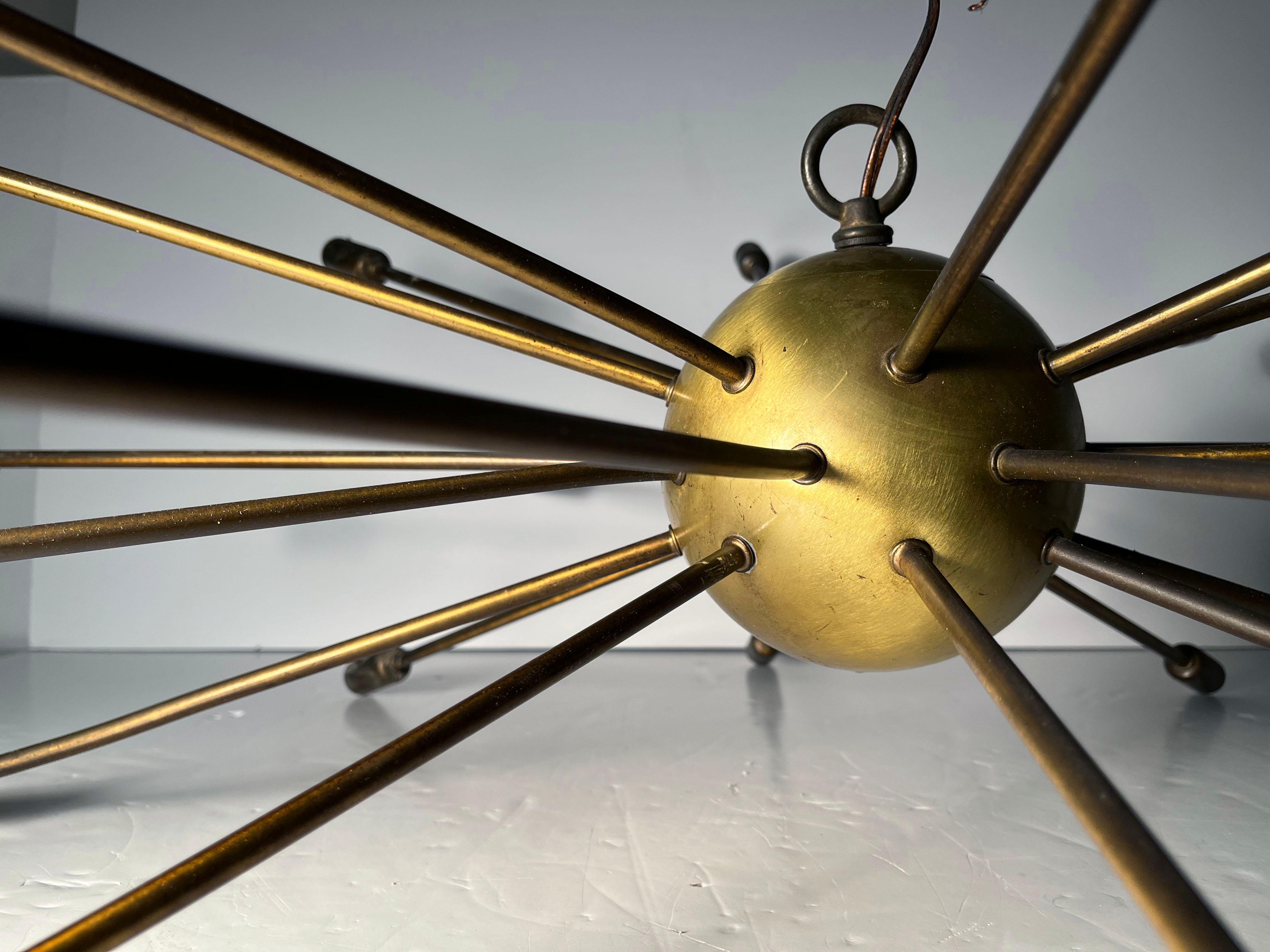 20th Century Midcentury Vintage Large Original Extreme Sputnik Chandelier For Sale