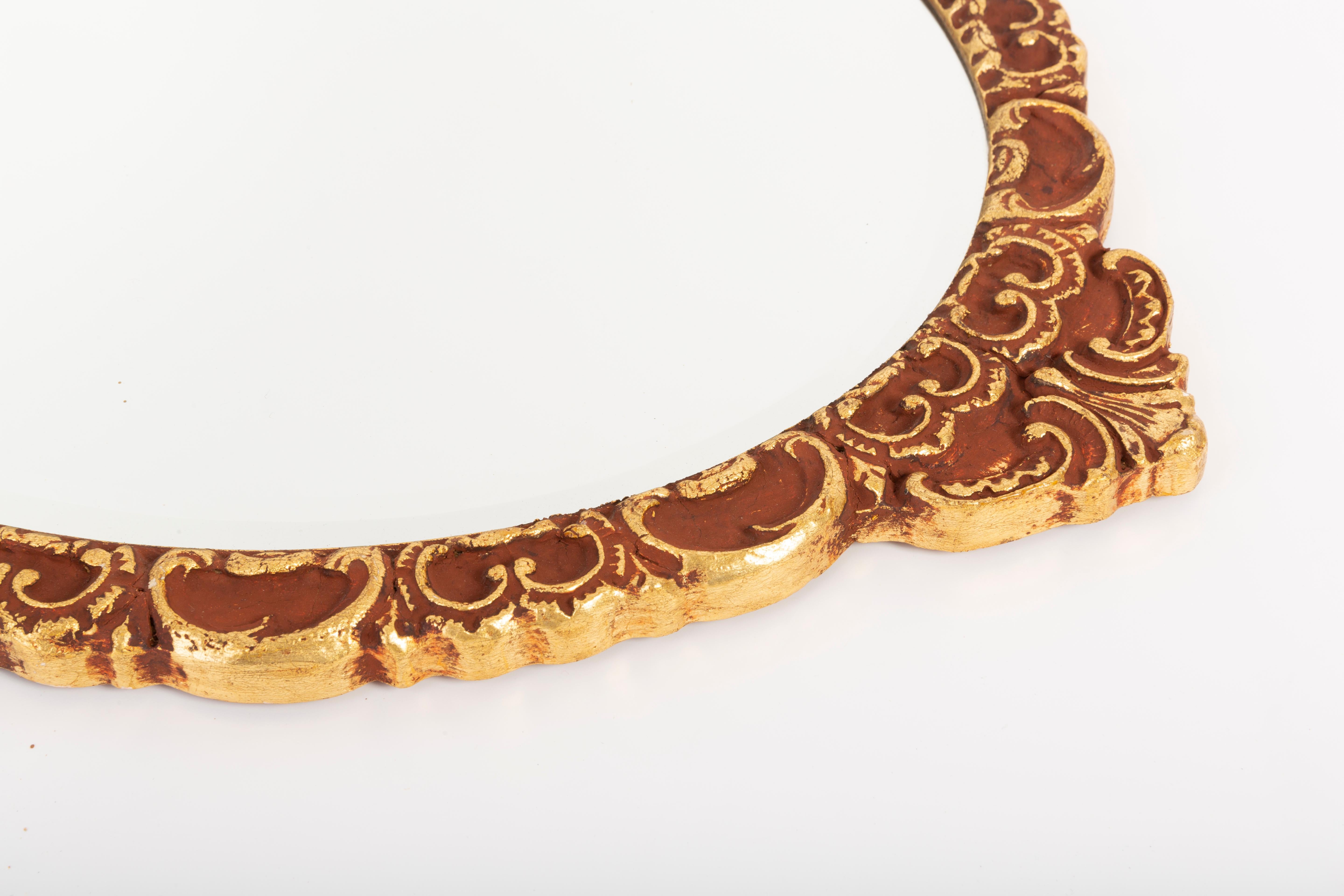 20th Century Midcentury Vintage Old Gold and Brown Mirror, Giltwood, Italy, 1960s For Sale