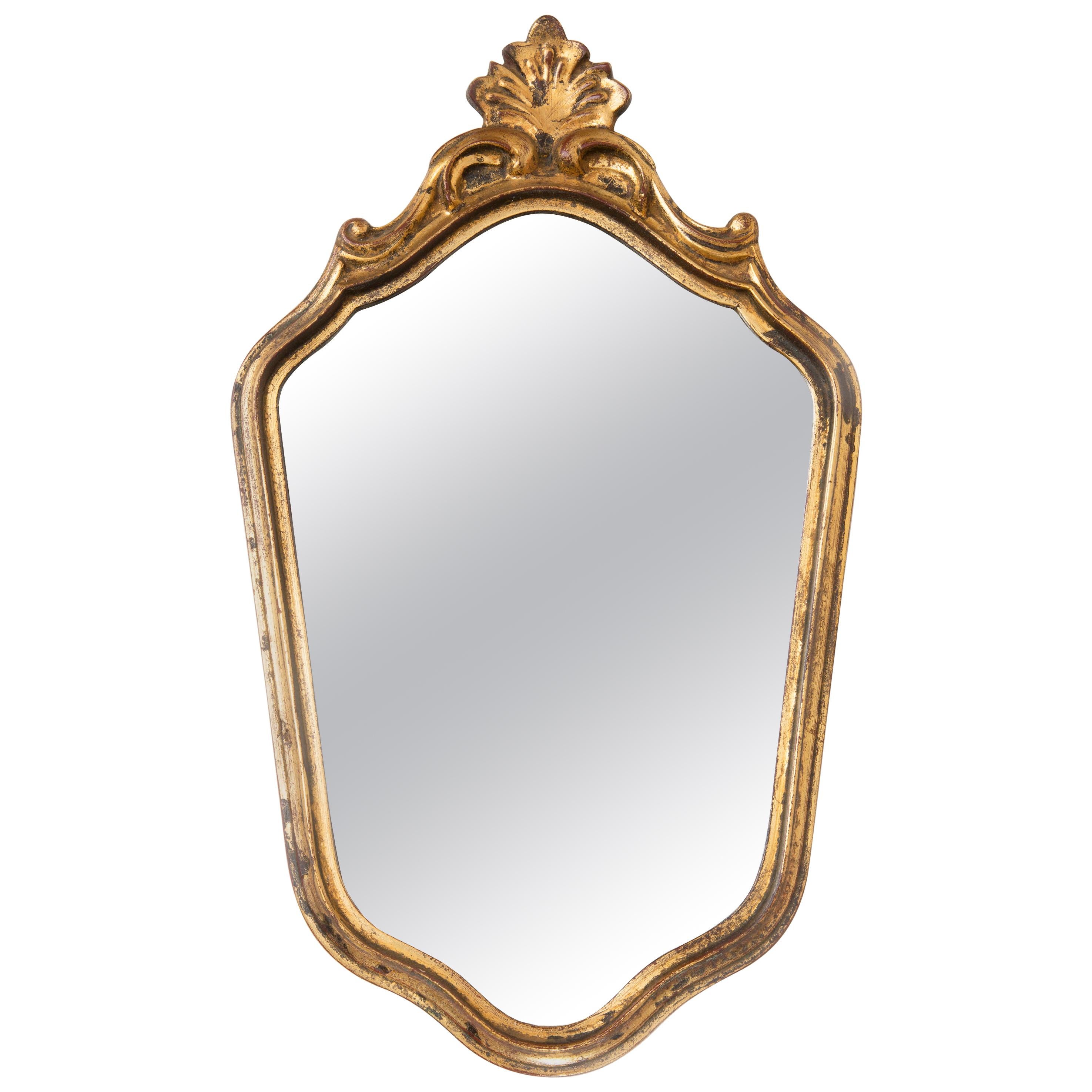 Midcentury Vintage Old Gold and Brown Mirror, Giltwood, Italy, 1960s