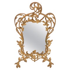 Midcentury Vintage Old Gold Mini Mirror with Acorns, Italy, 1960s