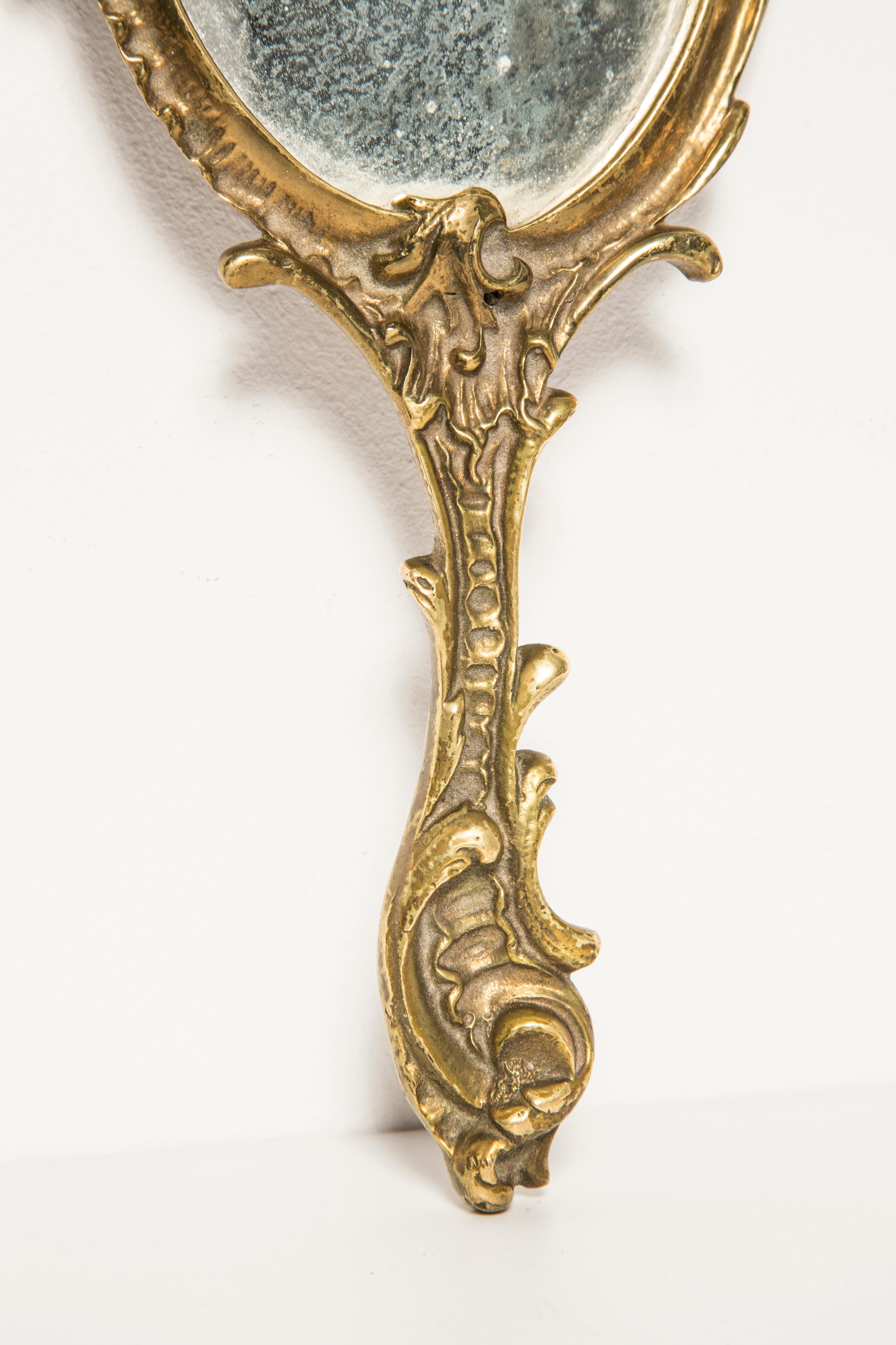 Midcentury Vintage Old Gold Mini Mirror with Angels, Italy, 1960s In Good Condition For Sale In 05-080 Hornowek, PL