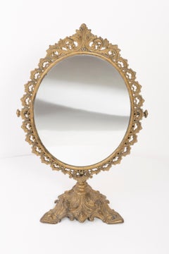 Specchio vintage di metà secolo in oro antico, Italia, anni '60