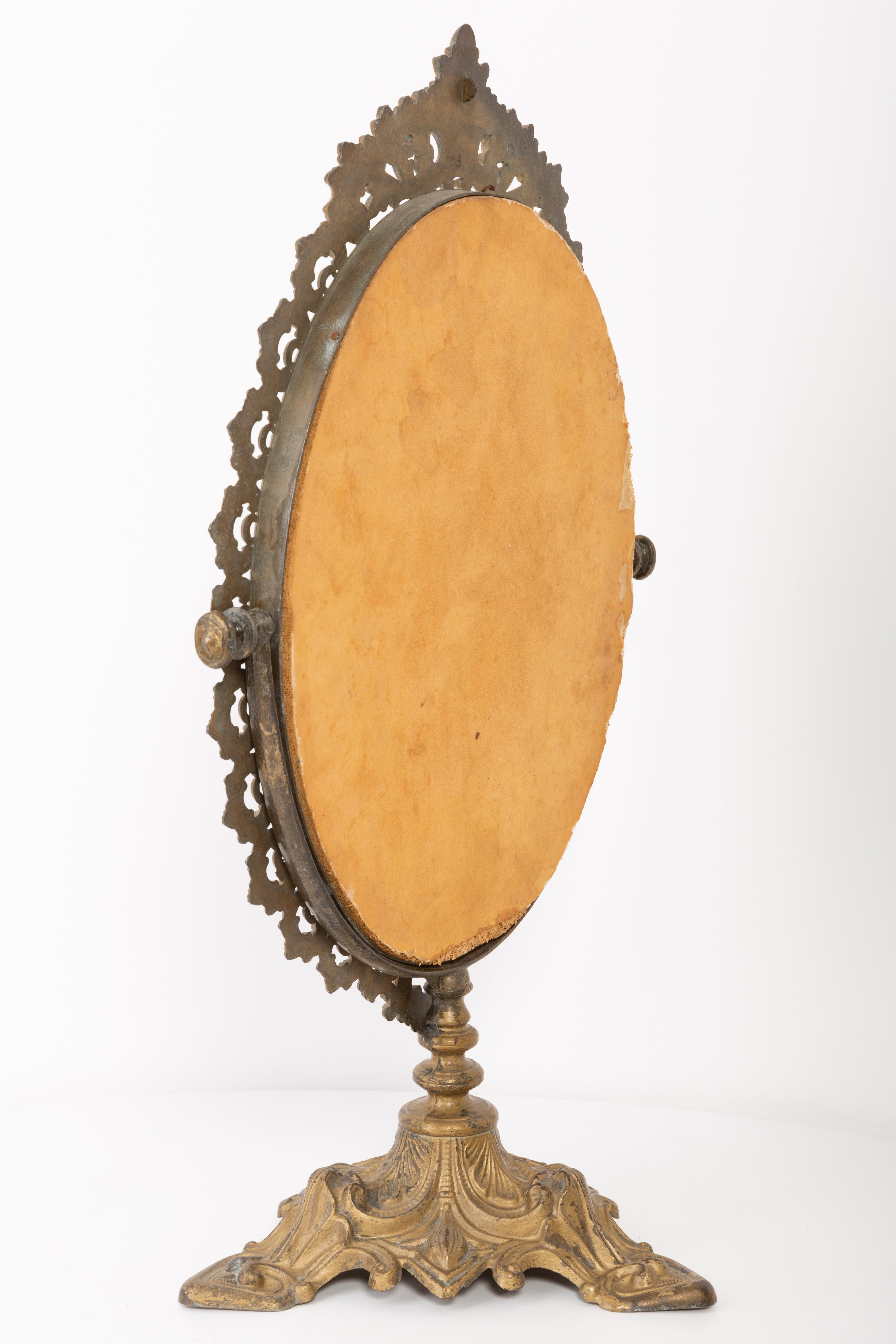 Metal Midcentury Vintage Old Gold Mirror, Italy, 1960s For Sale