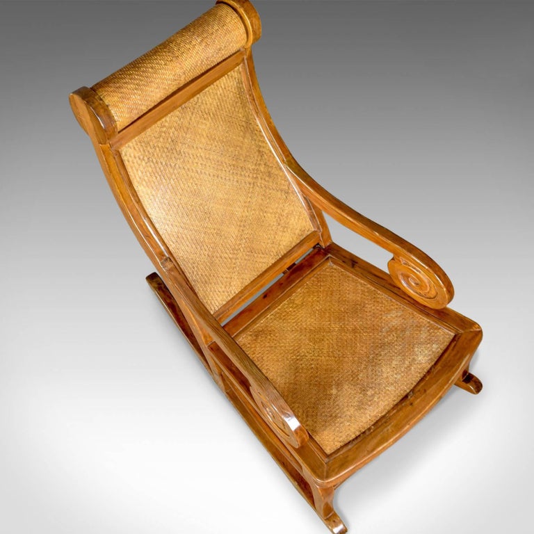Midcentury Vintage Rocking Chair, Hardwood, Rattan, Recliner, circa ...