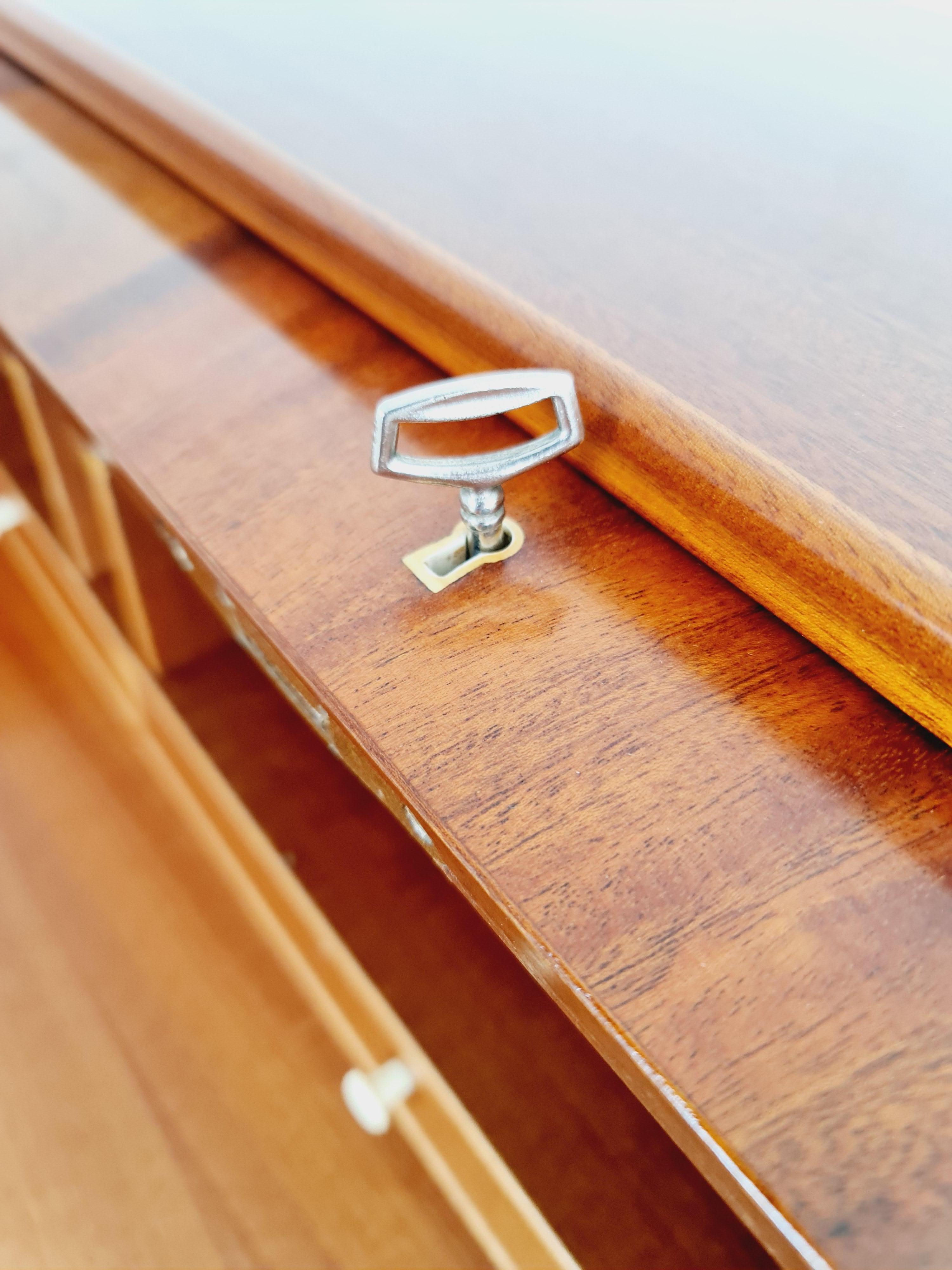 Midcentury vintage Roll-top desk Swedish secretary By Bröderna Gustafsson 1960s 1