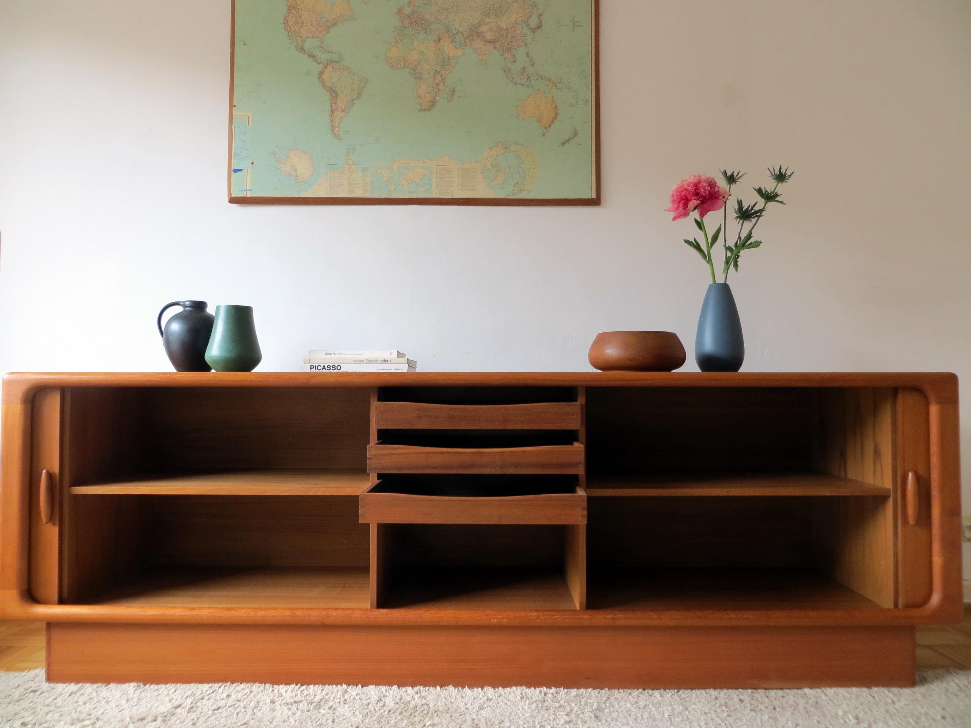 Danish Midcentury Vintage Sideboard by Dyrlund in Solid Teak and Excess Length, 1960s