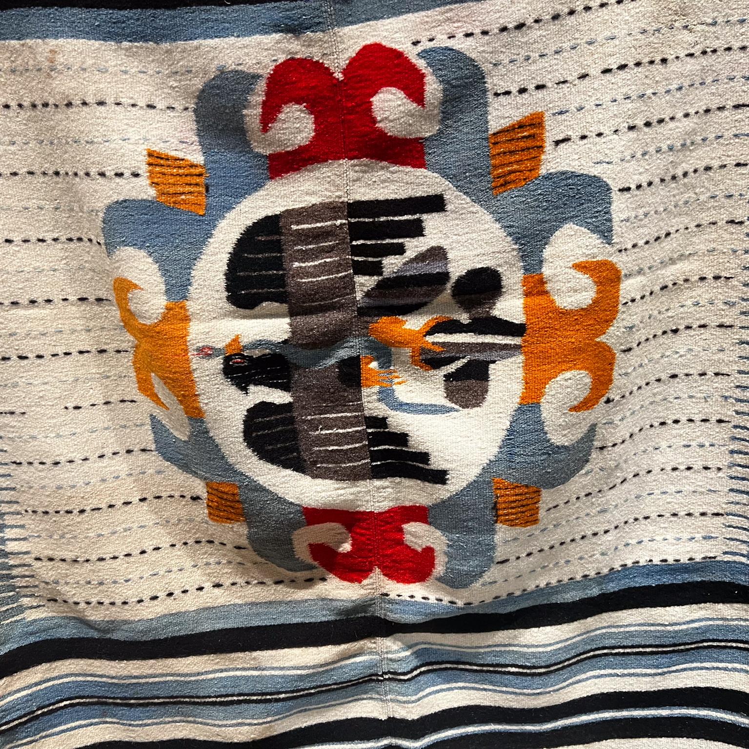 Midcentury Vintage Textile Art Majestic Mexican Eagle Blanket For Sale 4