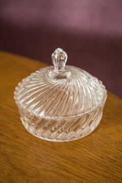 Midcentury Vintage Transparent Crystal Glass Sugar Bowl, Italy, 1960s