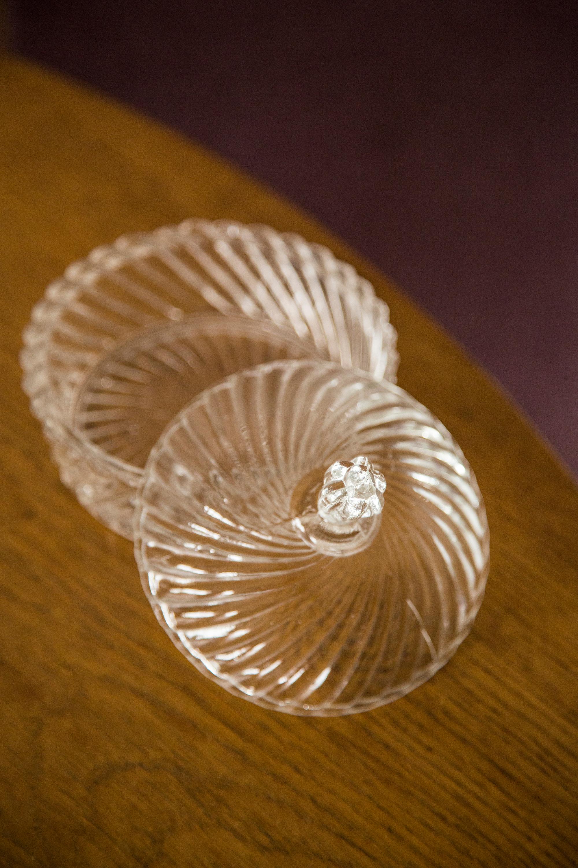 Mid-Century Modern Midcentury Vintage Transparent Crystal Glass Sugar Bowl, Italy, 1960s For Sale