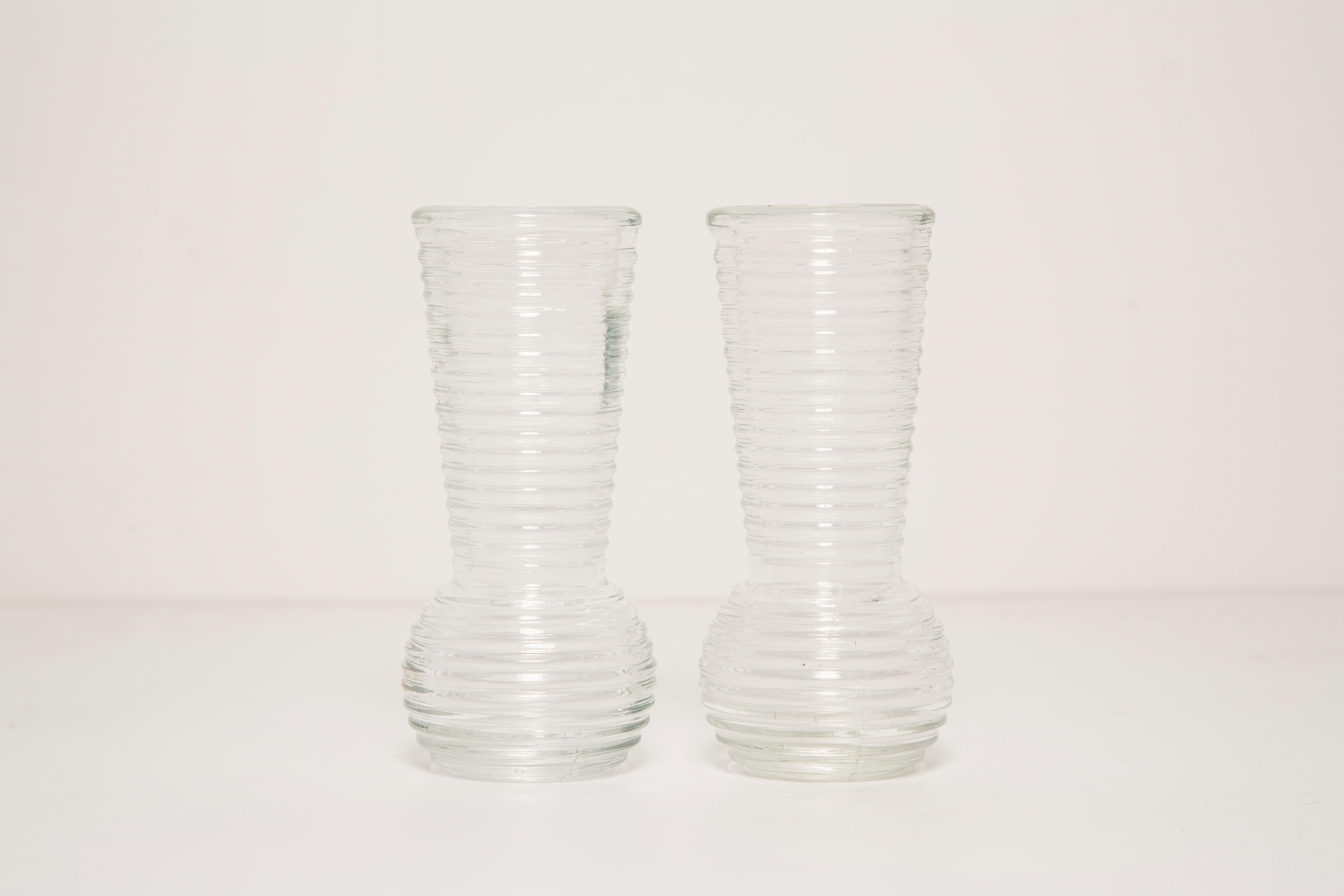 Midcentury Vintage Transparent Small Vase, Europe, 1960s In Good Condition For Sale In 05-080 Hornowek, PL