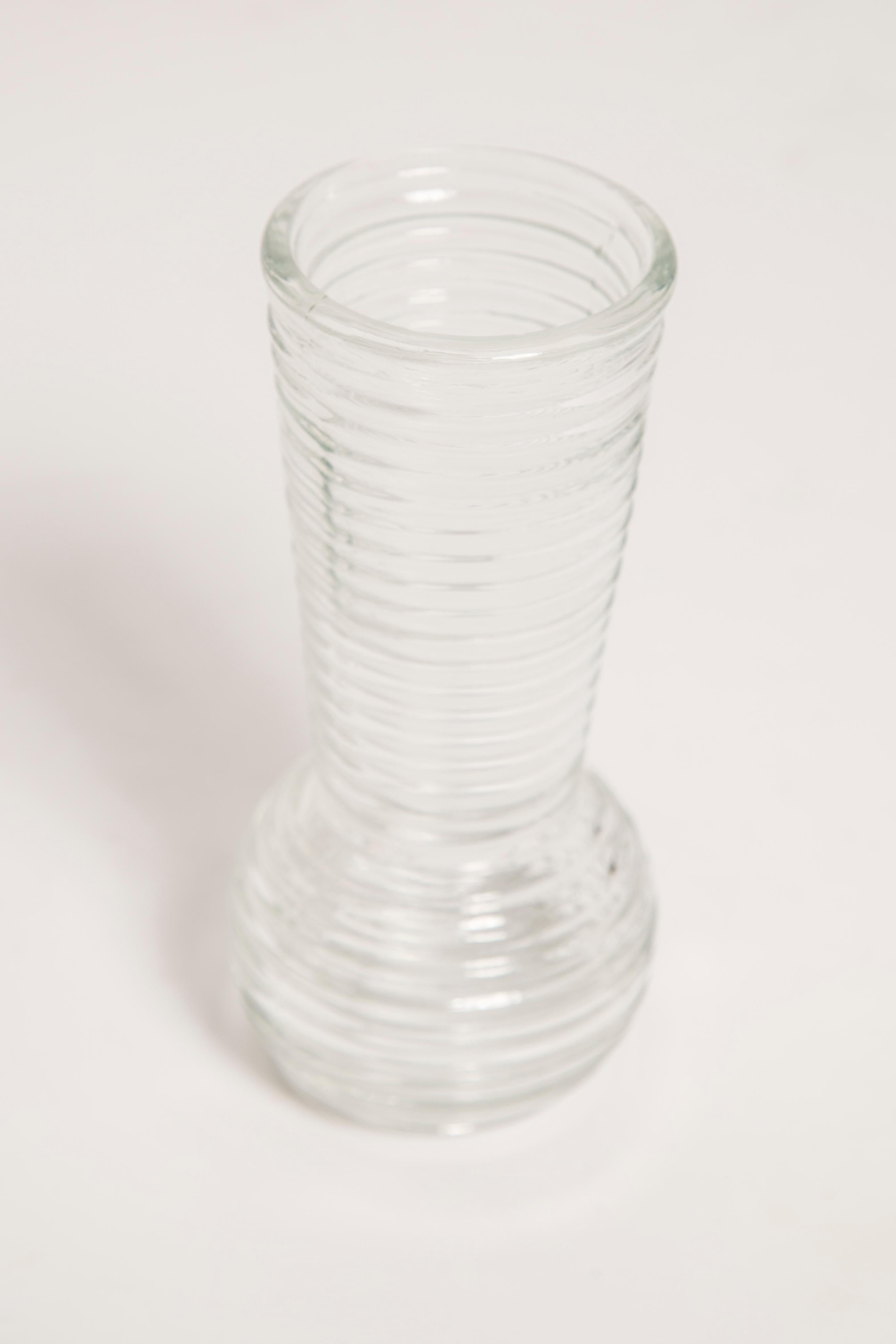Glass Midcentury Vintage Transparent Small Vase, Europe, 1960s For Sale