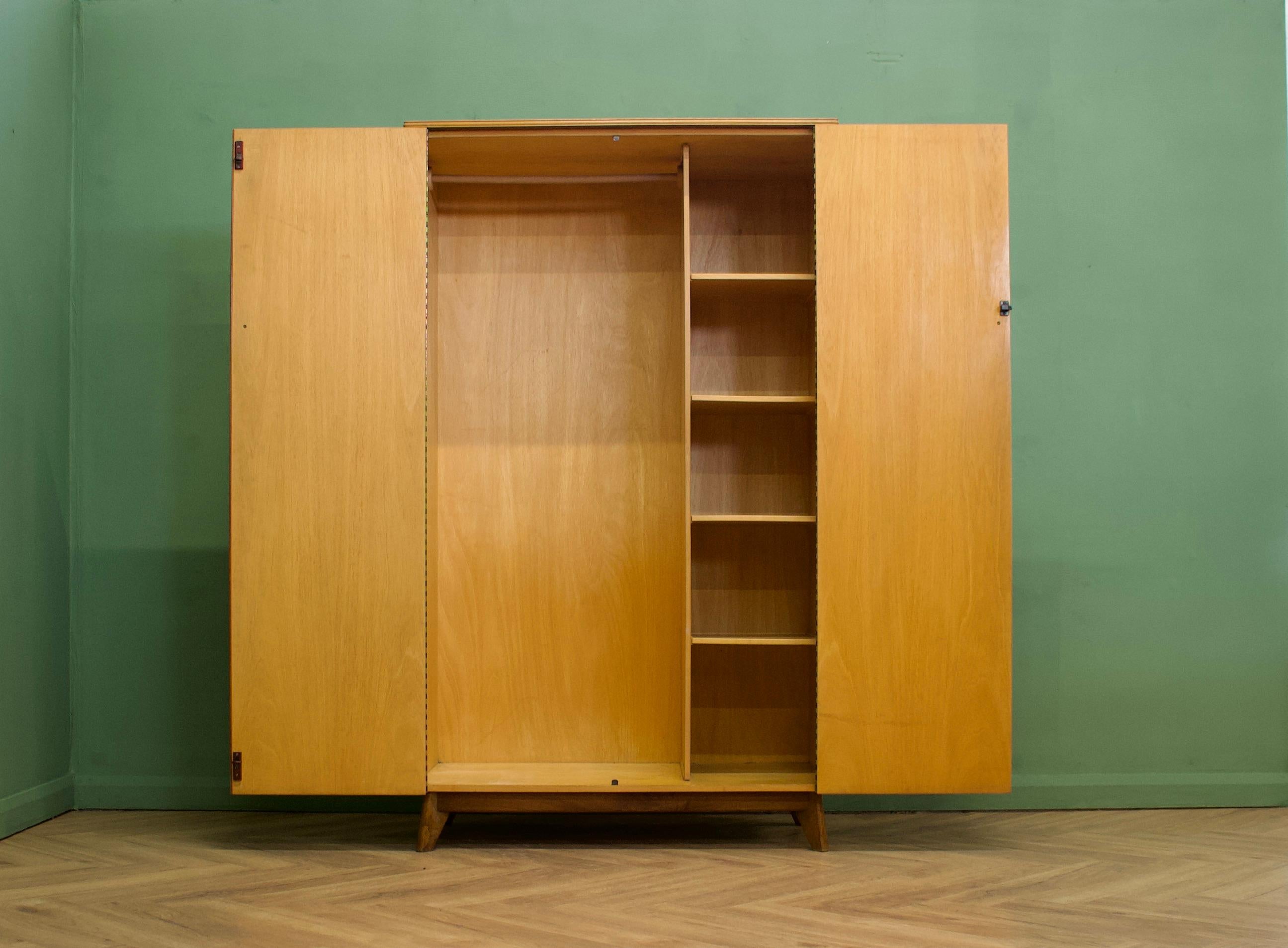 20th Century Midcentury Vintage Walnut Wardrobe from Morris of Glasgow, 1960s For Sale