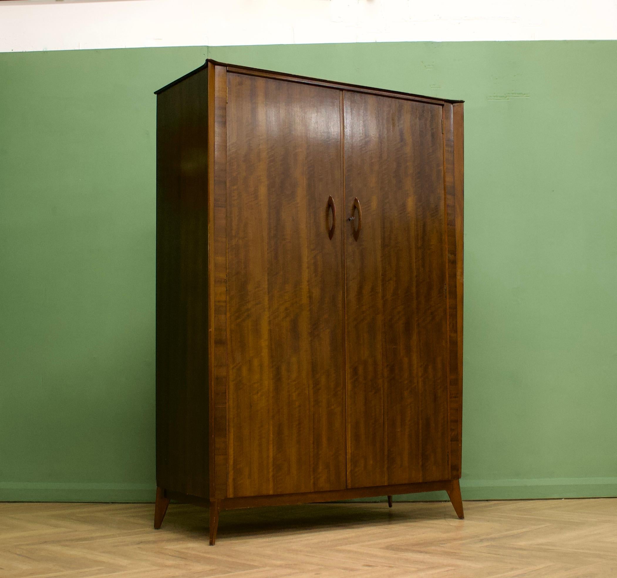 British Midcentury Vintage Walnut Wardrobe from Waring and Gillow, 1960s