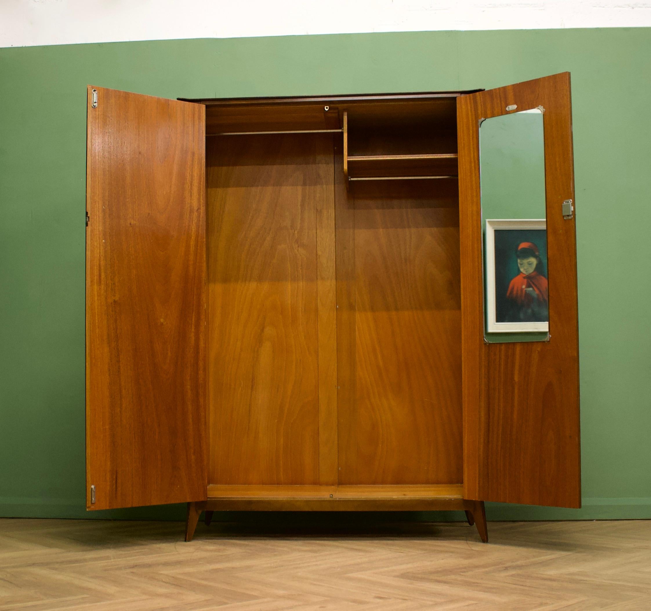 20th Century Midcentury Vintage Walnut Wardrobe from Waring and Gillow, 1960s For Sale