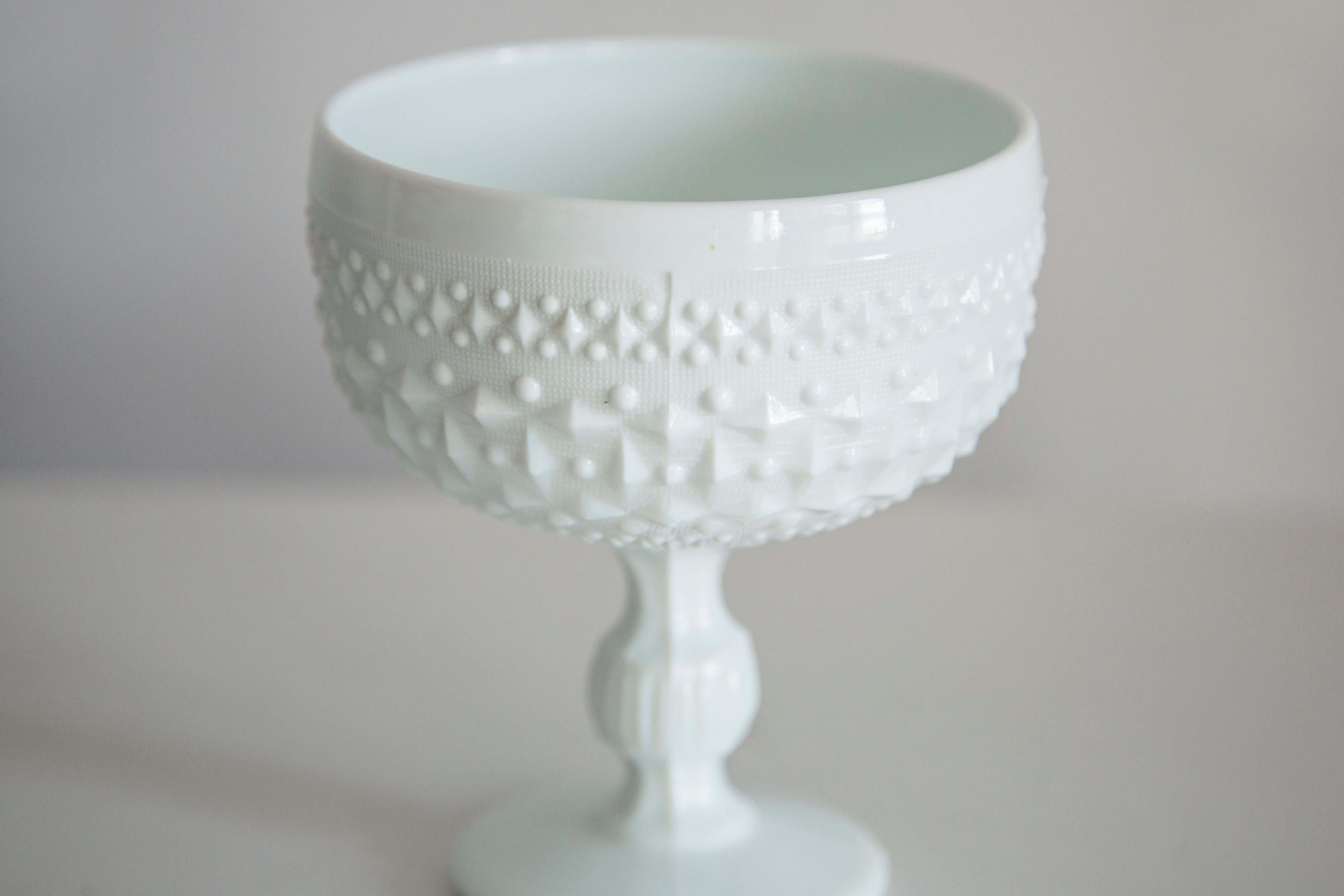 Crystal Midcentury Vintage White Glass Sugar Bowl, Italy, 1960s