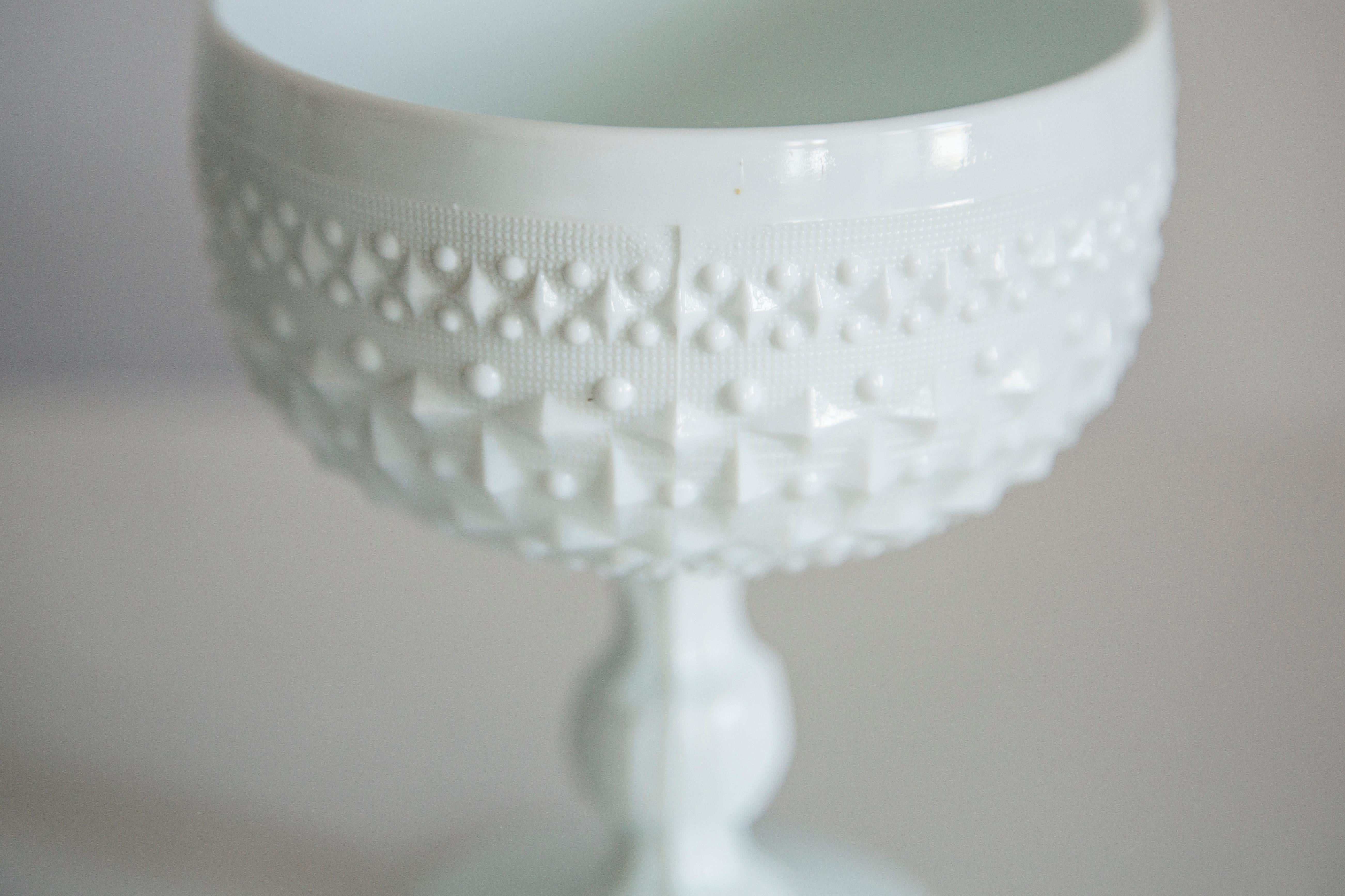 Midcentury Vintage White Glass Sugar Bowl, Italy, 1960s 1