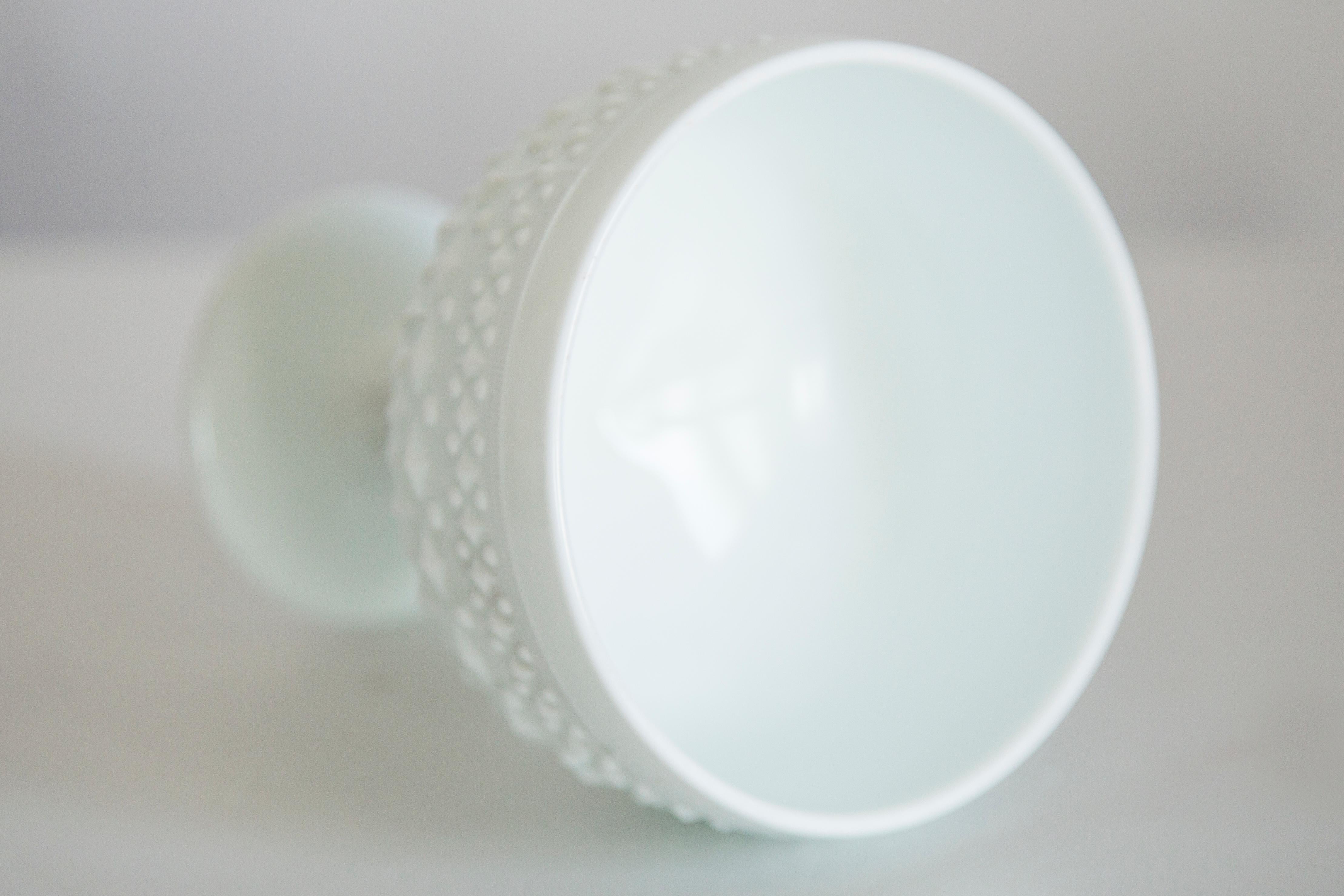 Midcentury Vintage White Glass Sugar Bowl, Italy, 1960s 2