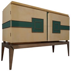 Midcentury Vitrified Goat Skin and Brass Legs Italian Sideboards, 1950