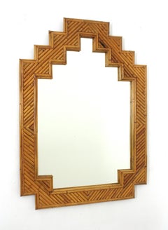 Vivai del Sud Rattan-Bambus-Spiegel aus der Jahrhundertmitte, Italien, 1960er Jahre