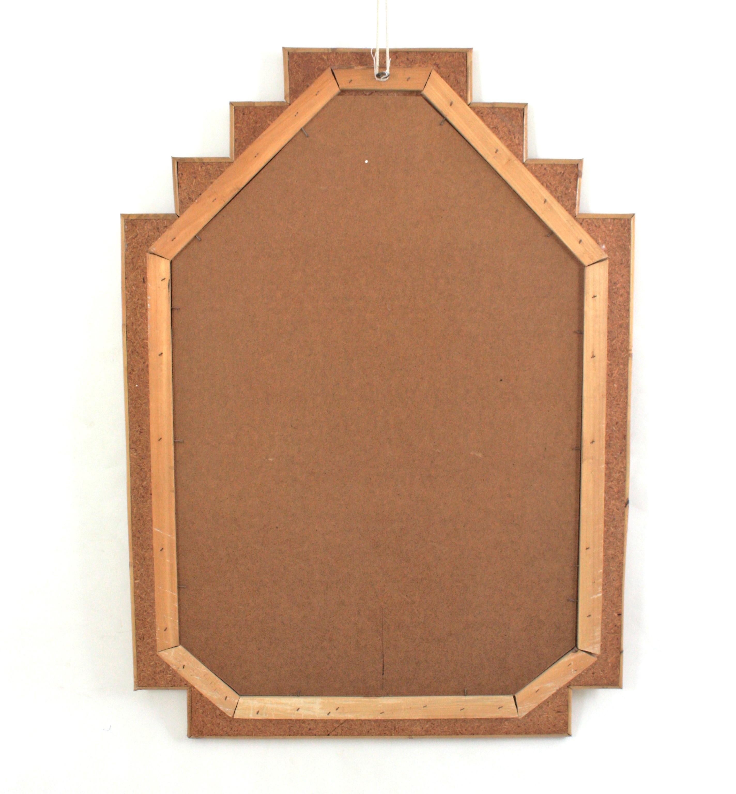 Espejo de pared de bambú y ratán Vivai del Sud de mediados de siglo, Italia Años 60 en venta 4