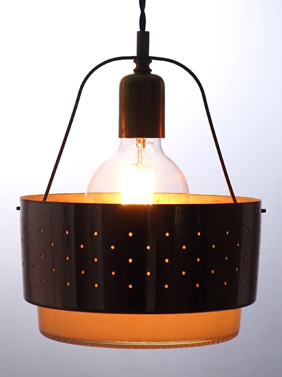 American Midcentury Waffle Glass Lamp