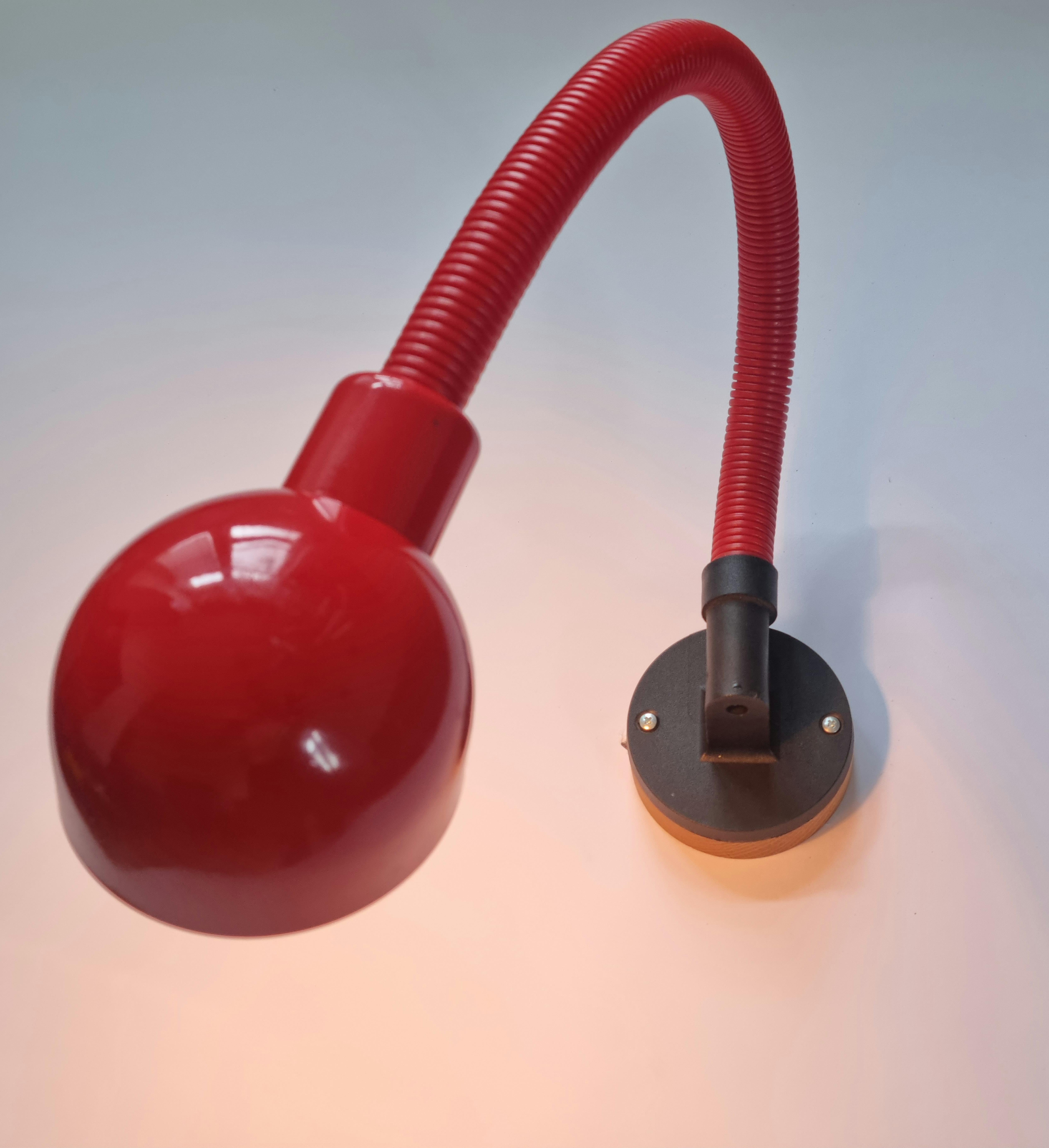Mid-Century Modern Midcentury Wall Adjustable Lamp Hebi, Isao Hosoe, Valenti Luce, Italy, 1970s