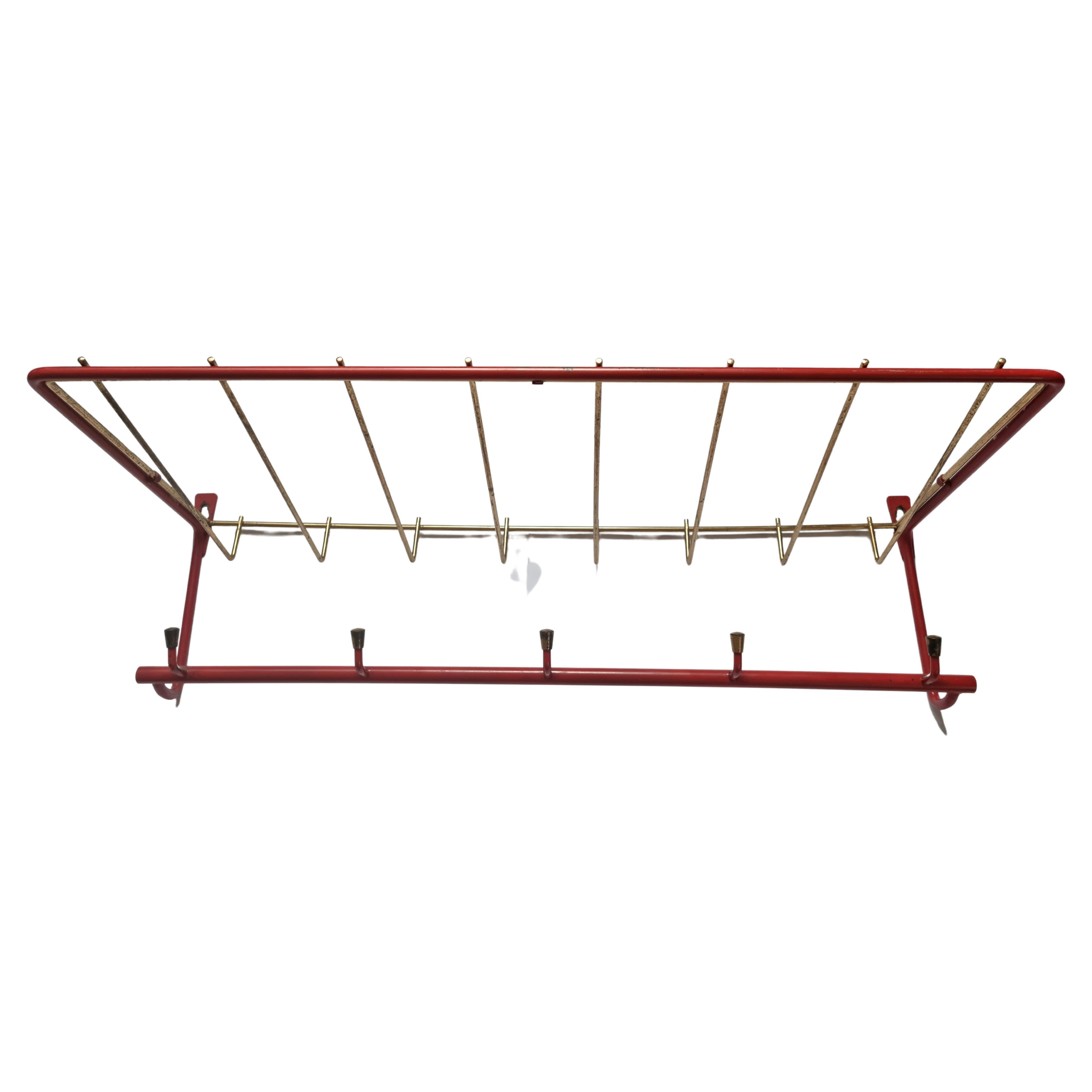 Midcentury Wall Brass Coat Rack, Germany, 1960s