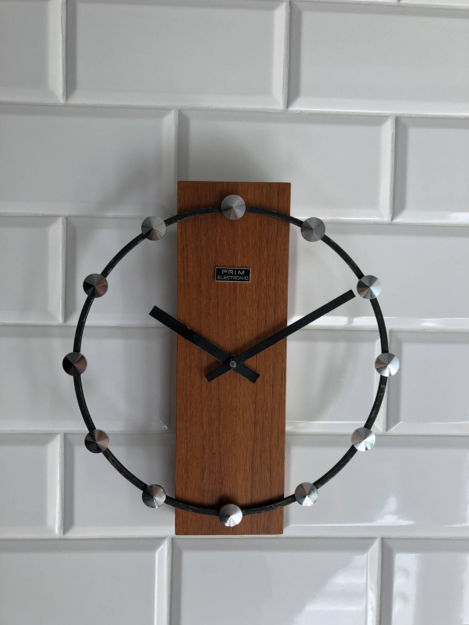 Midcentury Wall Clock by Prim 1