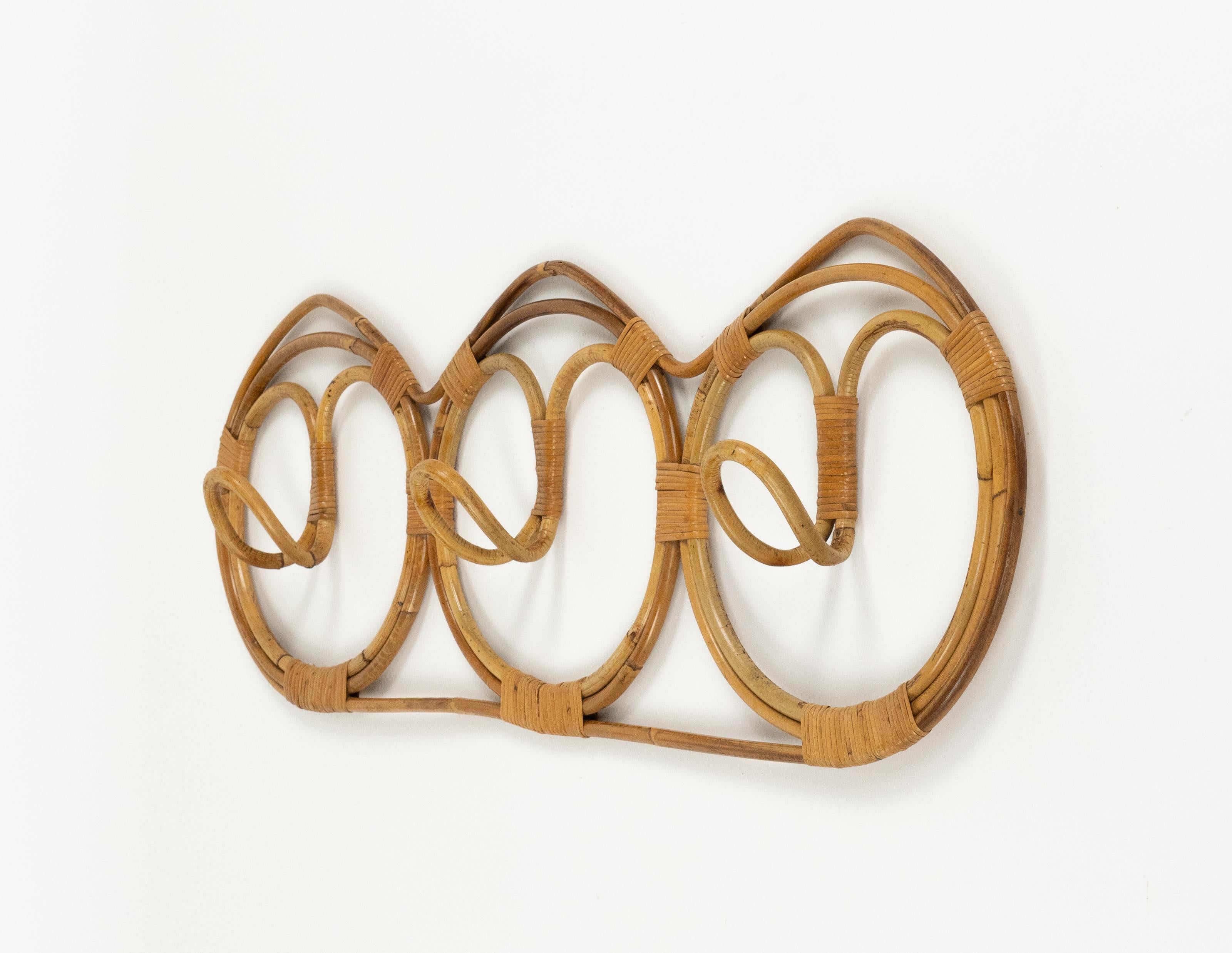 Appendiabiti da parete del Medioevo in bambù e rattan di Franco Albini, Italia anni '60 in vendita 2