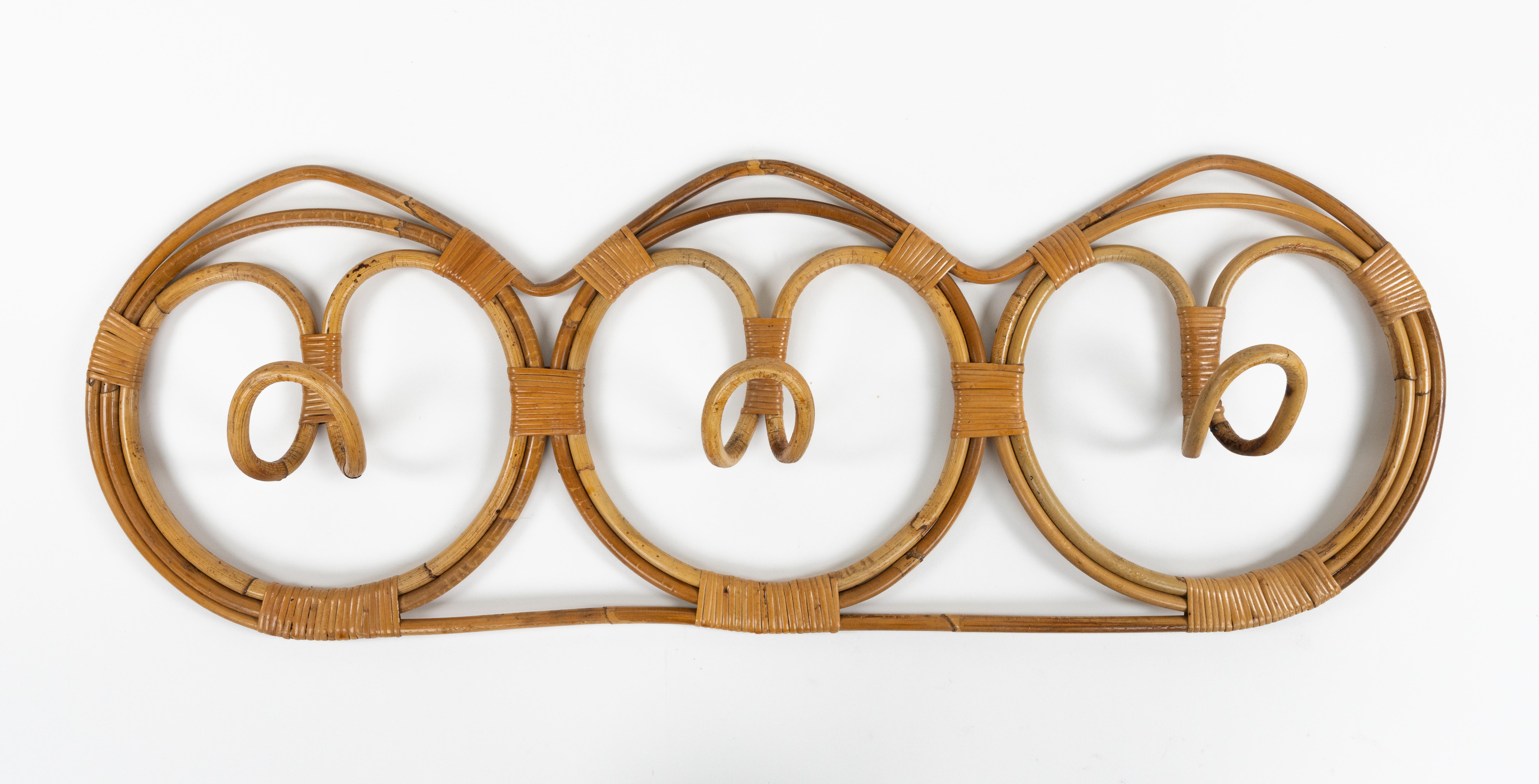 Appendiabiti da parete del Medioevo in bambù e rattan di Franco Albini, Italia anni '60 in vendita 4
