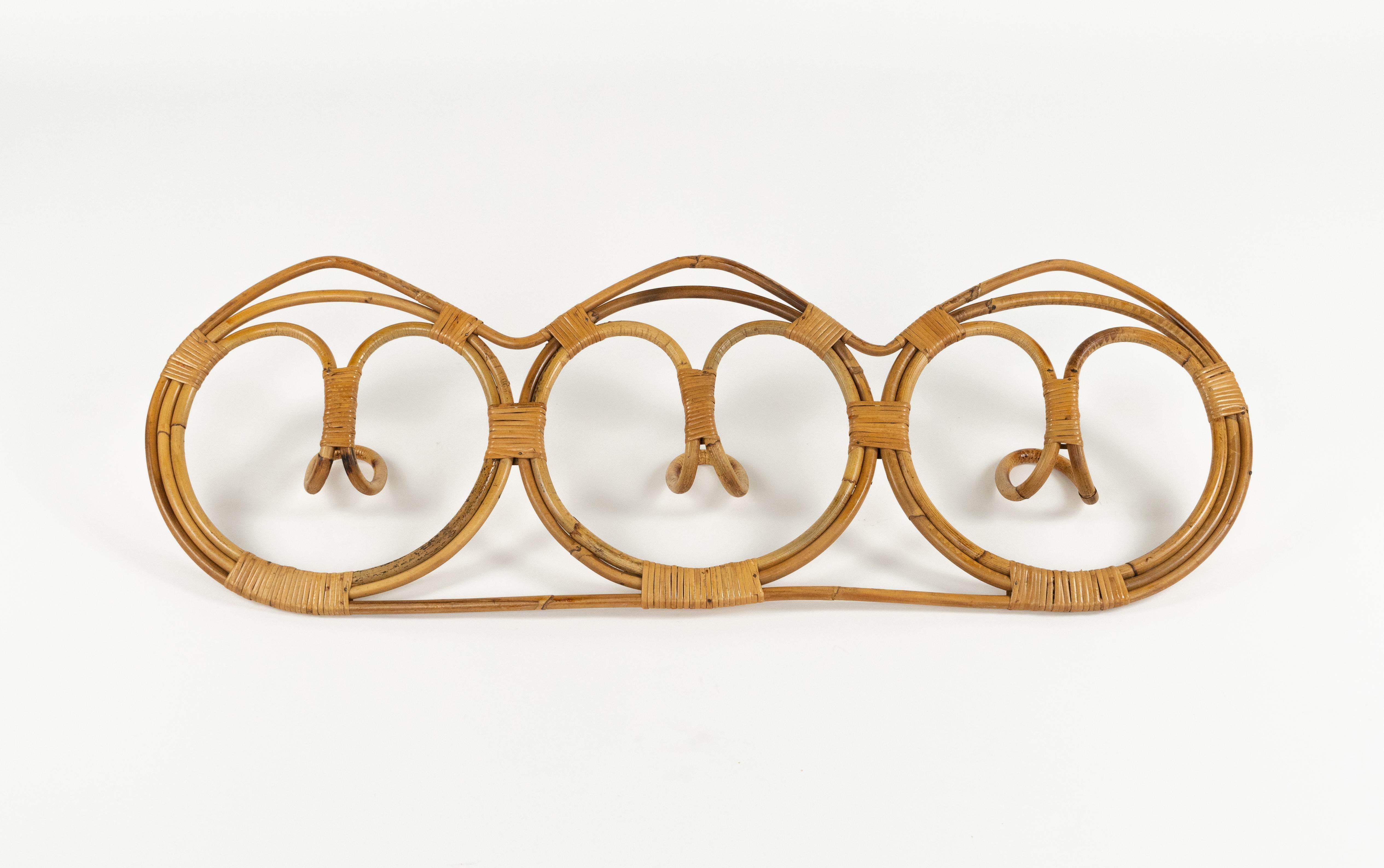 Appendiabiti da parete del Medioevo in bambù e rattan di Franco Albini, Italia anni '60 in vendita 5