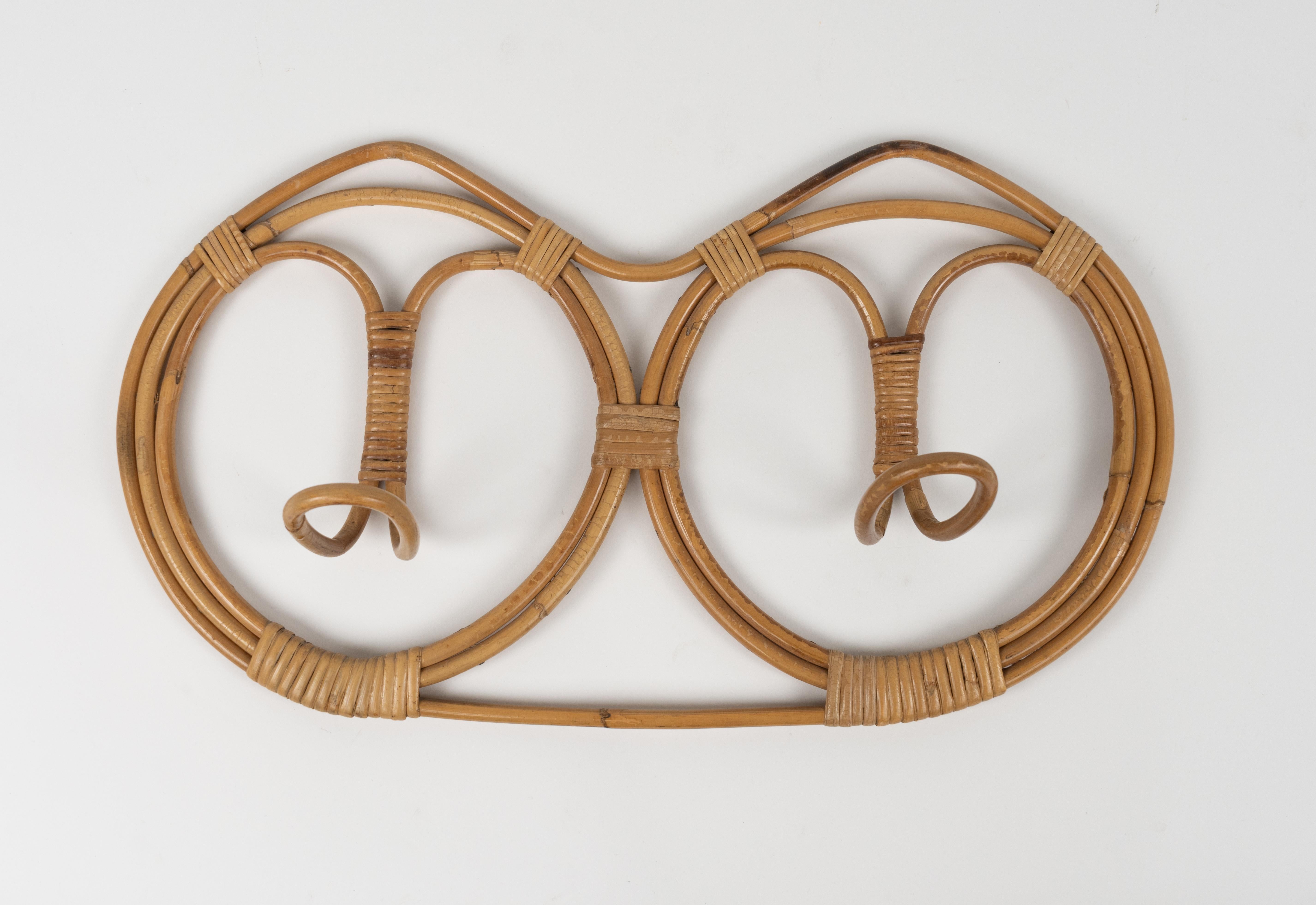 Midcentury Wall Coat Rack in Bamboo and Rattan by Franco Albini, Italy 1960s For Sale 8