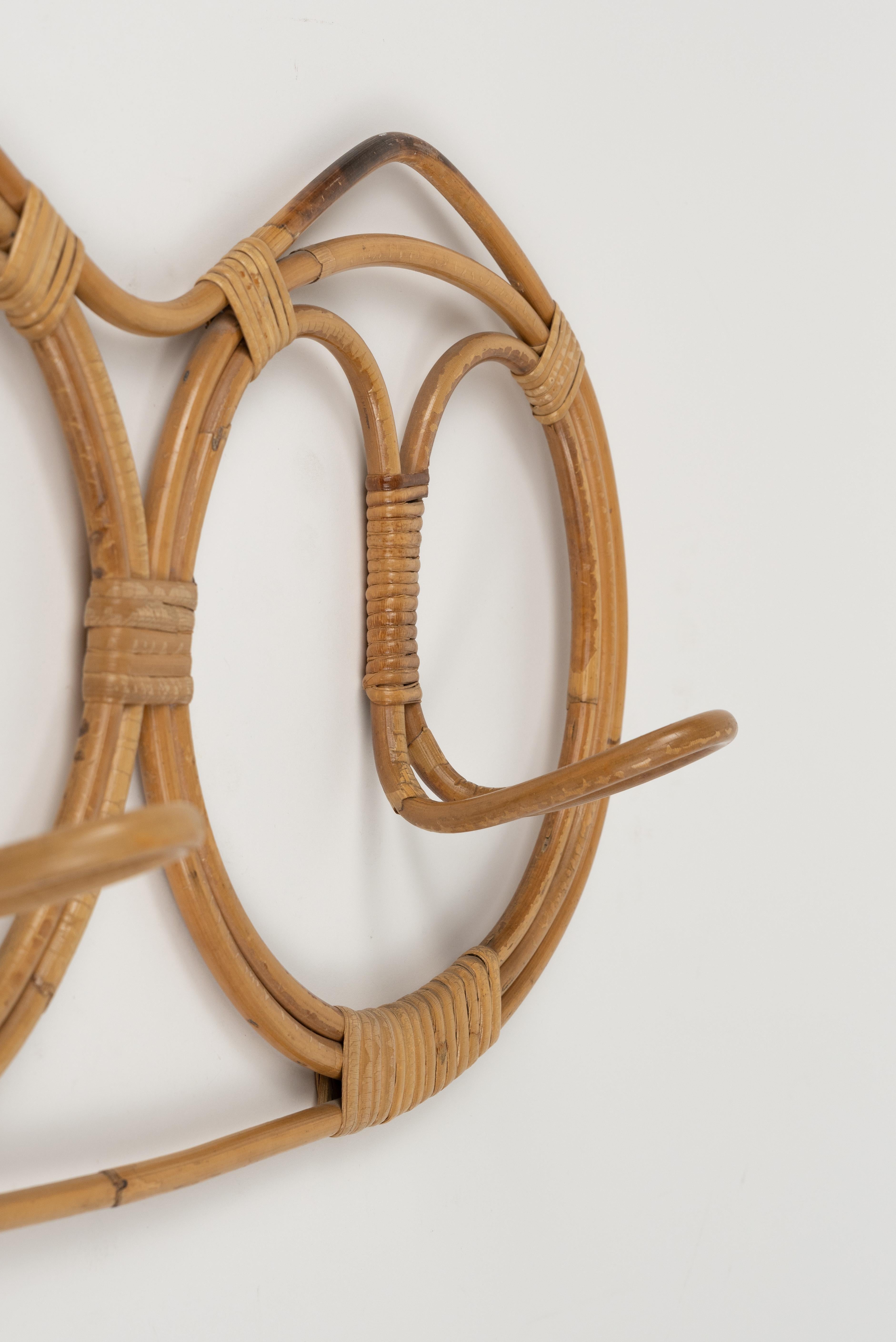 Midcentury Wall Coat Rack in Bamboo and Rattan by Franco Albini, Italy 1960s 9