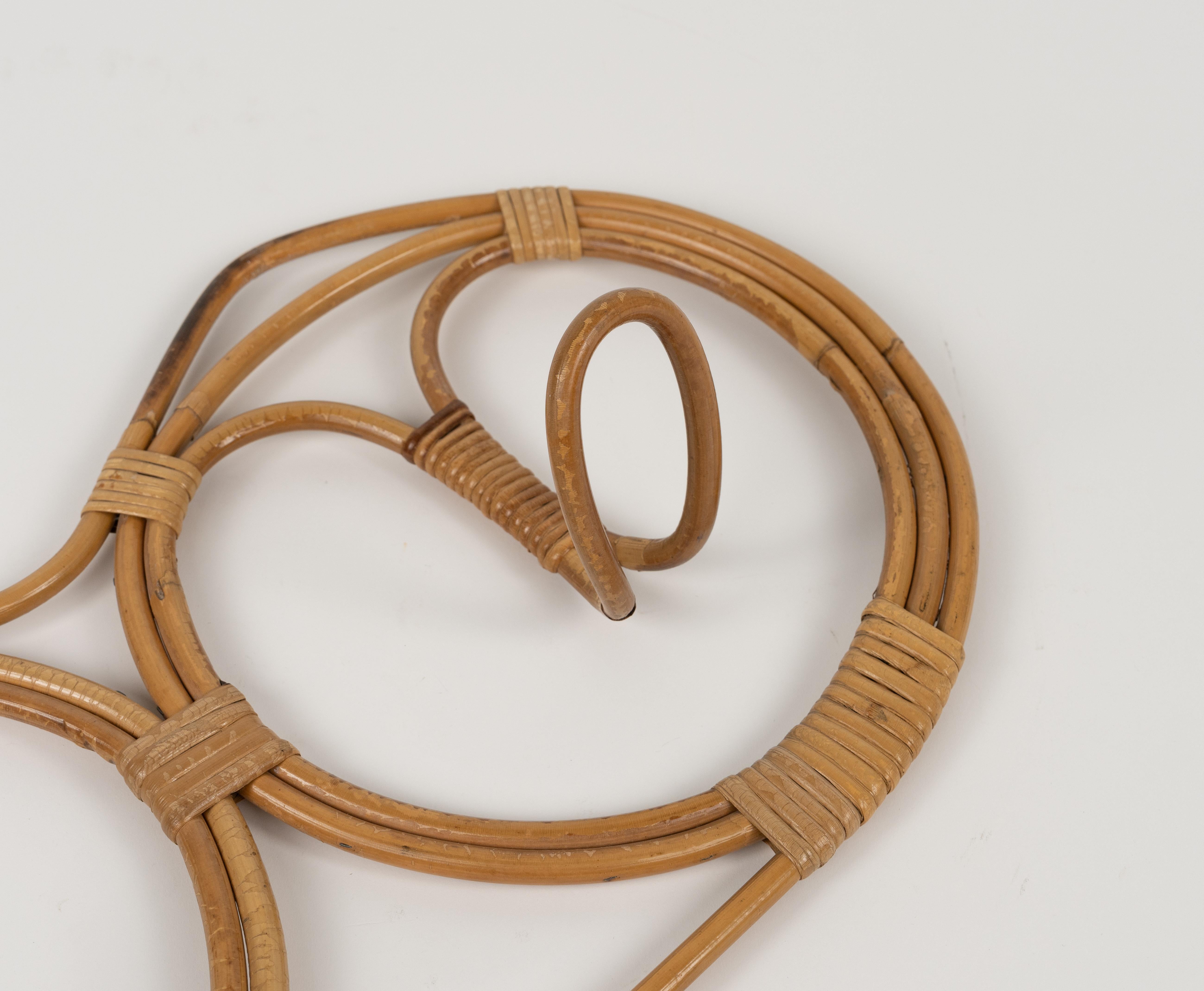 Midcentury Wall Coat Rack in Bamboo and Rattan by Franco Albini, Italy 1960s For Sale 10