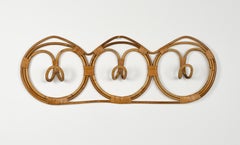 Midcentury Wall Coat Rack in Bamboo and Rattan by Franco Albini, Italy 1960s