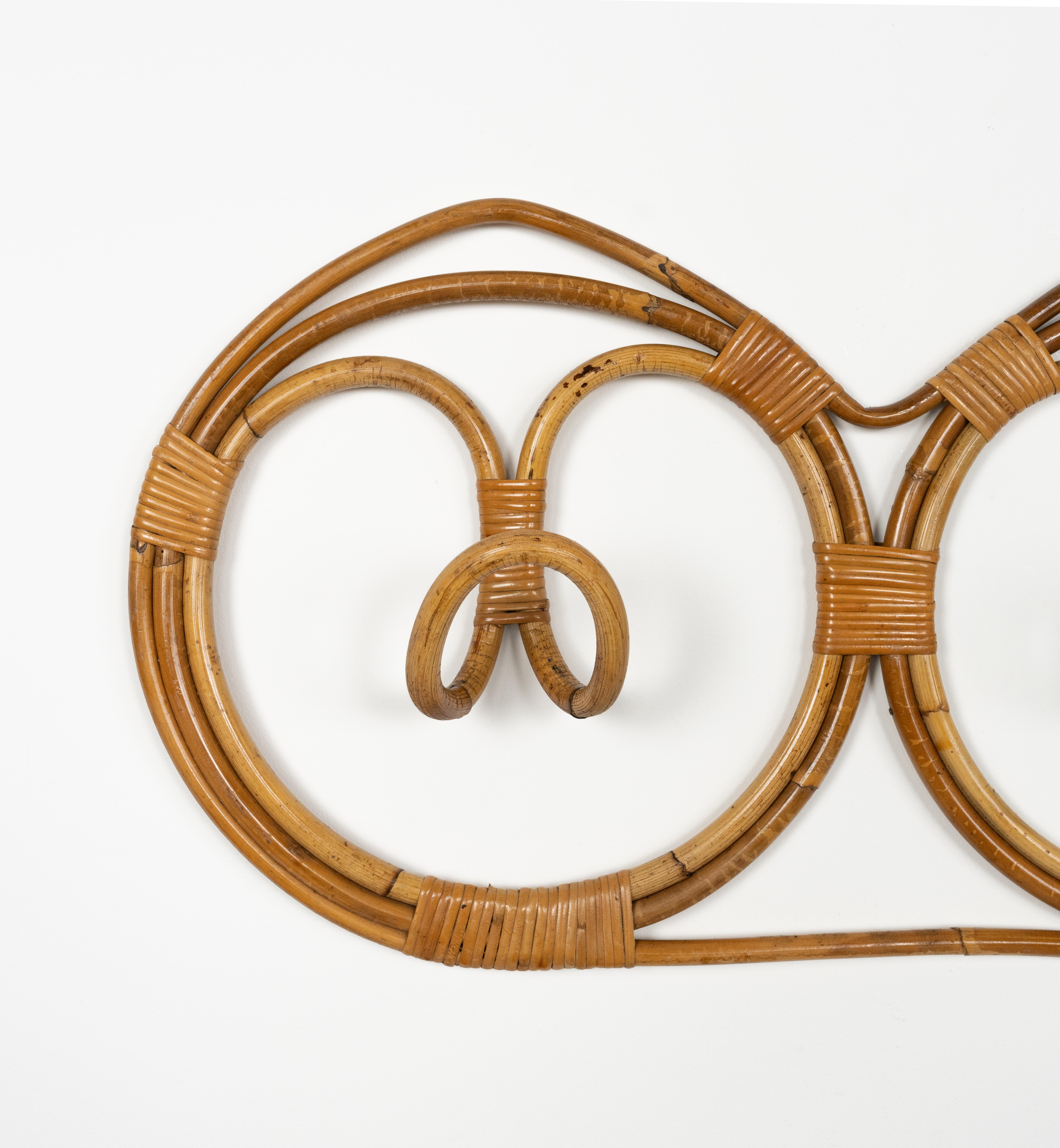 Appendiabiti da parete del Medioevo in bambù e rattan di Franco Albini, Italia anni '60 In condizioni buone in vendita a Rome, IT