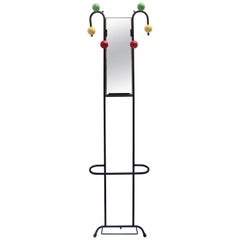 Midcentury Wall Coat Rack with Mirror in the Manner of Roger Feraud, 1950s