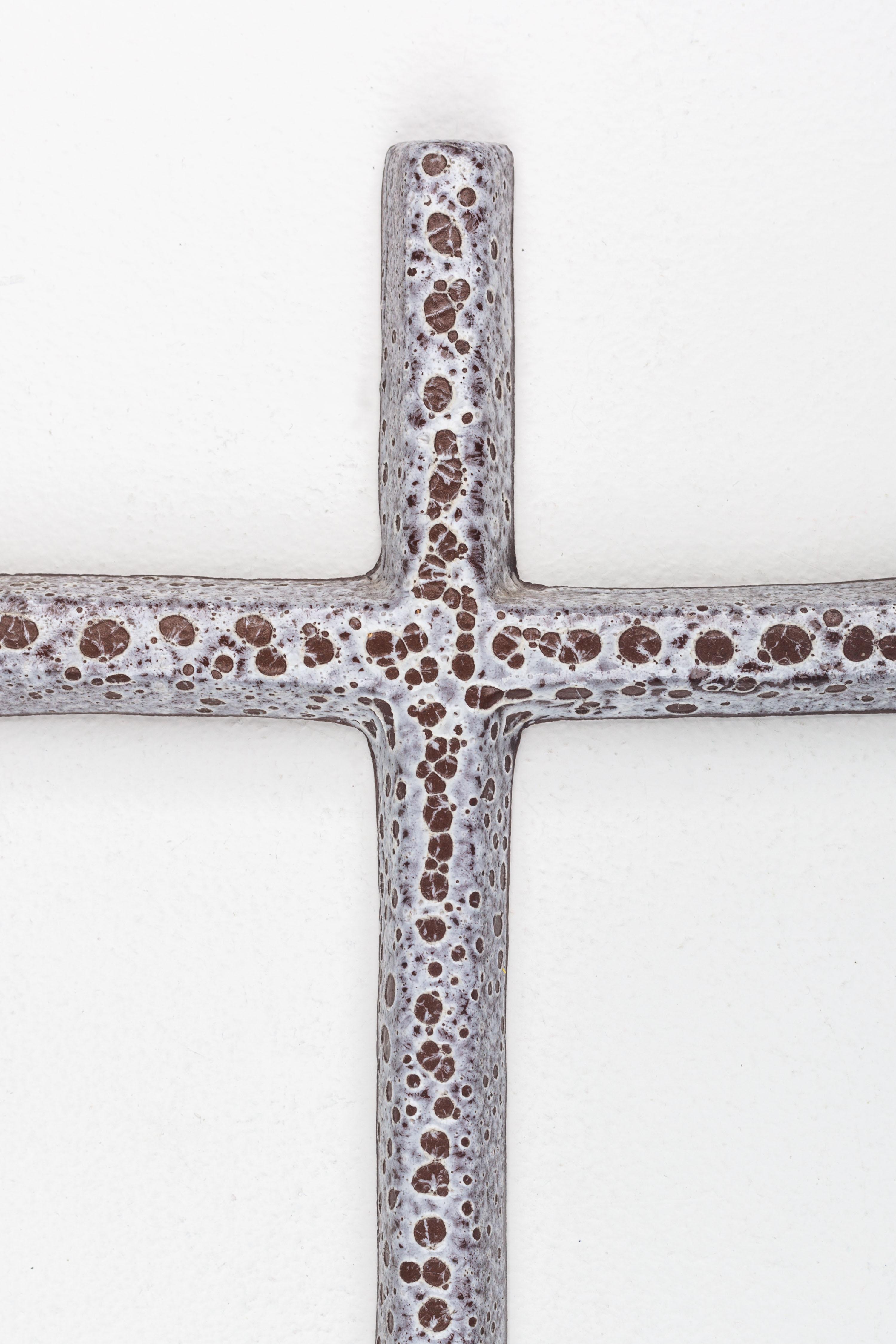 Mid-Century Modern Mid-Century Fat Lava Ceramic Cross For Sale